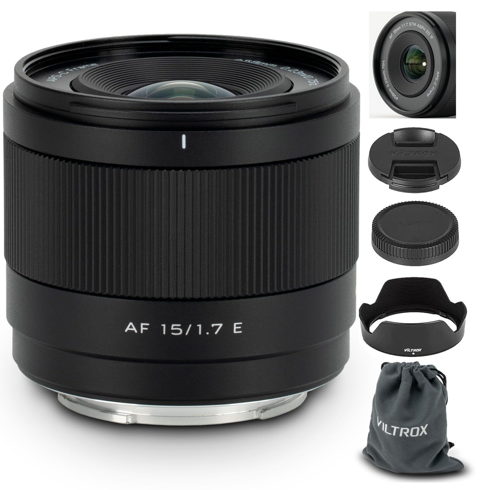 VILTROX 15mm F1.7 E-Mount Lens for Sony, APS-C Ultra Wide Angle Autofocus Lens for Sony E-Mount Cameras FX30 ZV-E10 ZV-E10II A6700 A6600 A6500 A6400 A6300 A6100