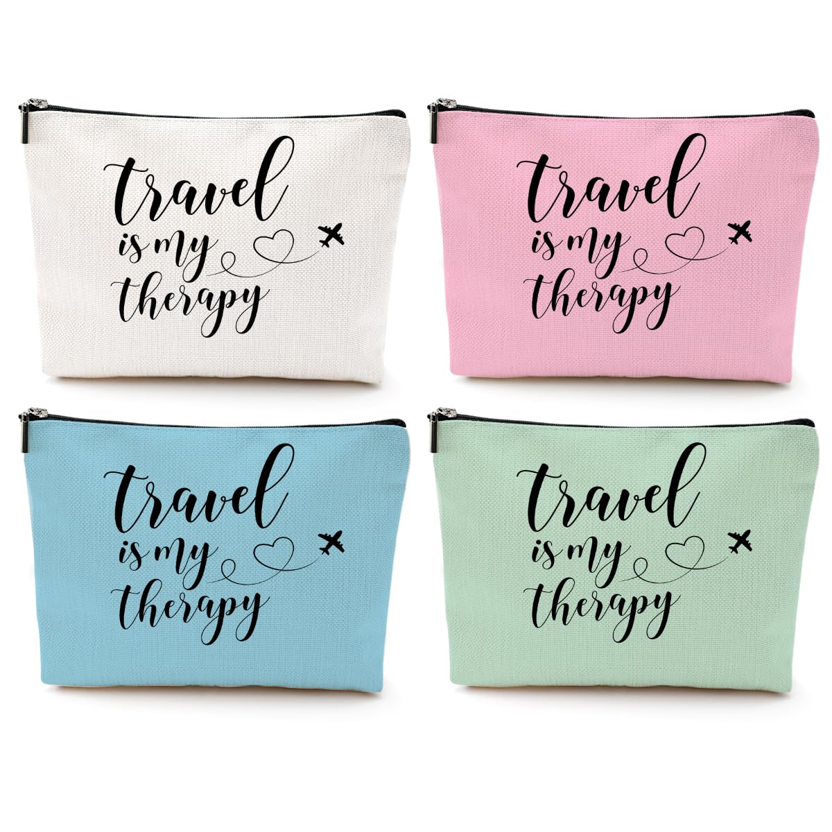 4 pcs Funny Travel Gifts for Women Makeup Bag Travel Essentials Cosmetic Bag Traveling Toiletry Bags Flight Vacation Gifts for Cousin Mom Travelers