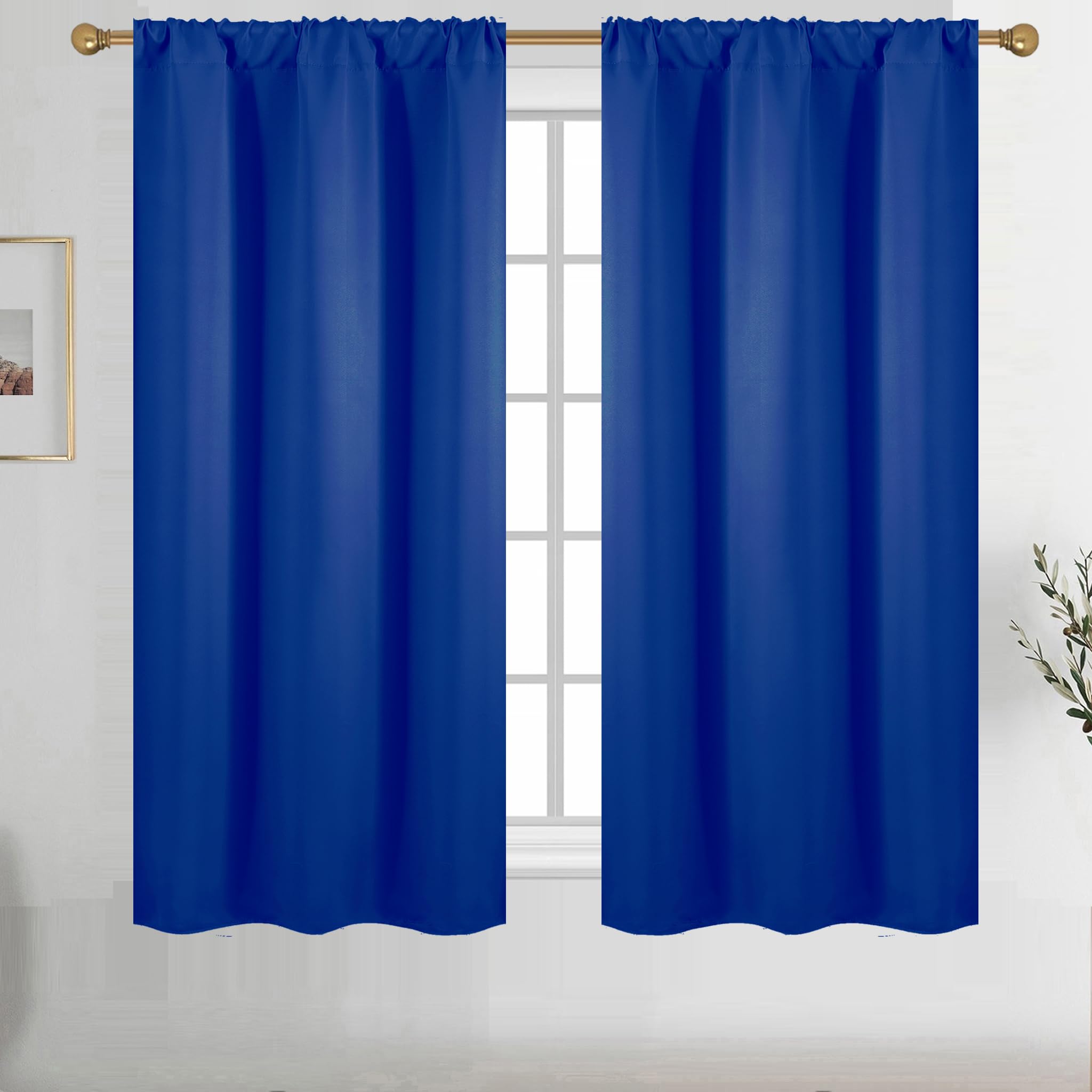 Diraysid Royal Blue Blackout Curtains for Bedroom and Living Room Thermal Insulated Room Darkening Curtains Drapes, 42 x 54, 2 Panels