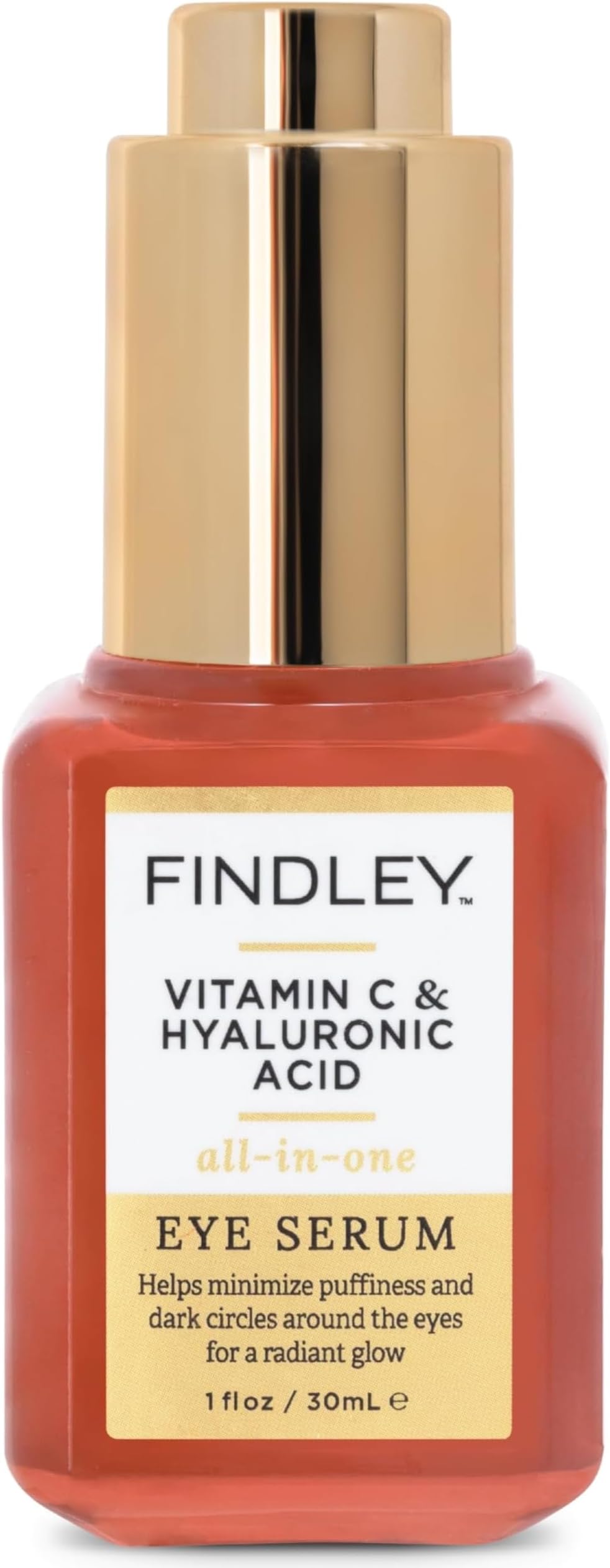 Findley Vitamin C & Hyaluronic Acid All-in-One Eye Serum | Minimizes Puffiness & Dark Circles | Radiant Glow (1 Fl Oz)