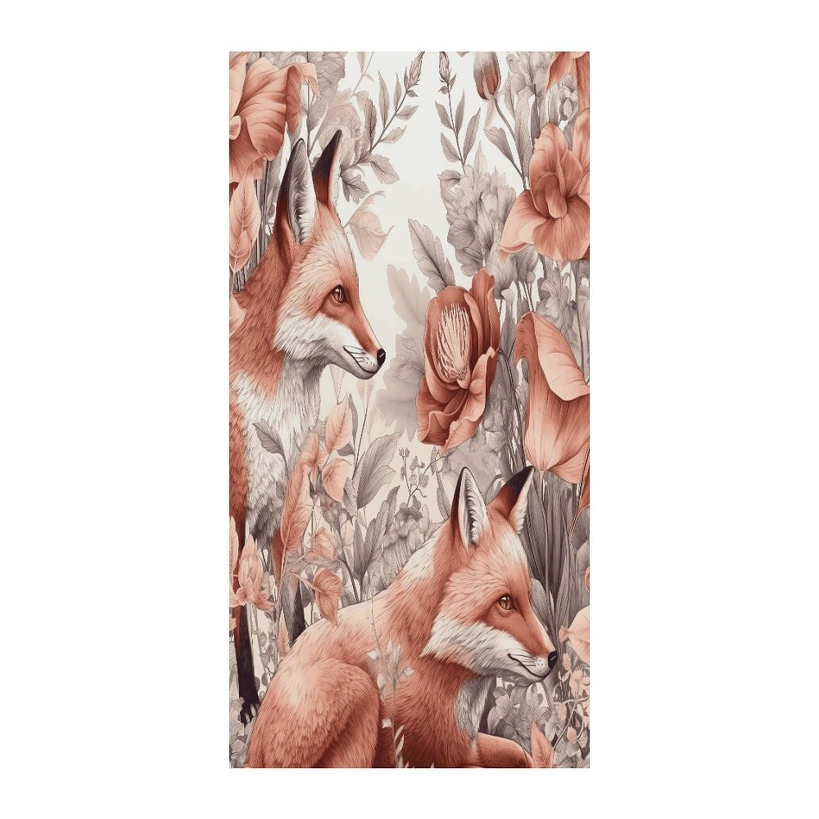 Fekiloot Style Fox And Plants Door Curtain Room Divider Curtains