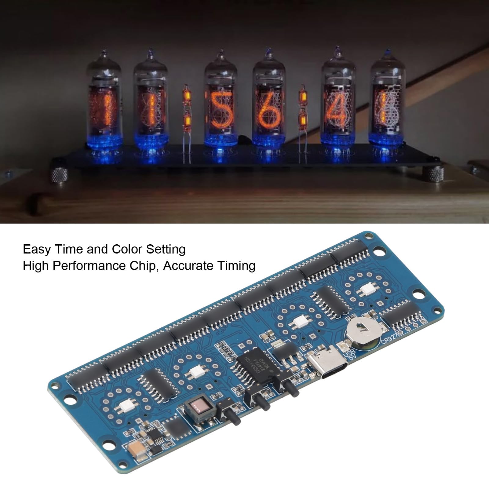 SEAFRONT Nixie Glow Clock Modul 4 Bit Digital Tube Circuit Board IN12 IN14 Hintergrundbeleuchtung Farbe 12/24 Stunden Switchin