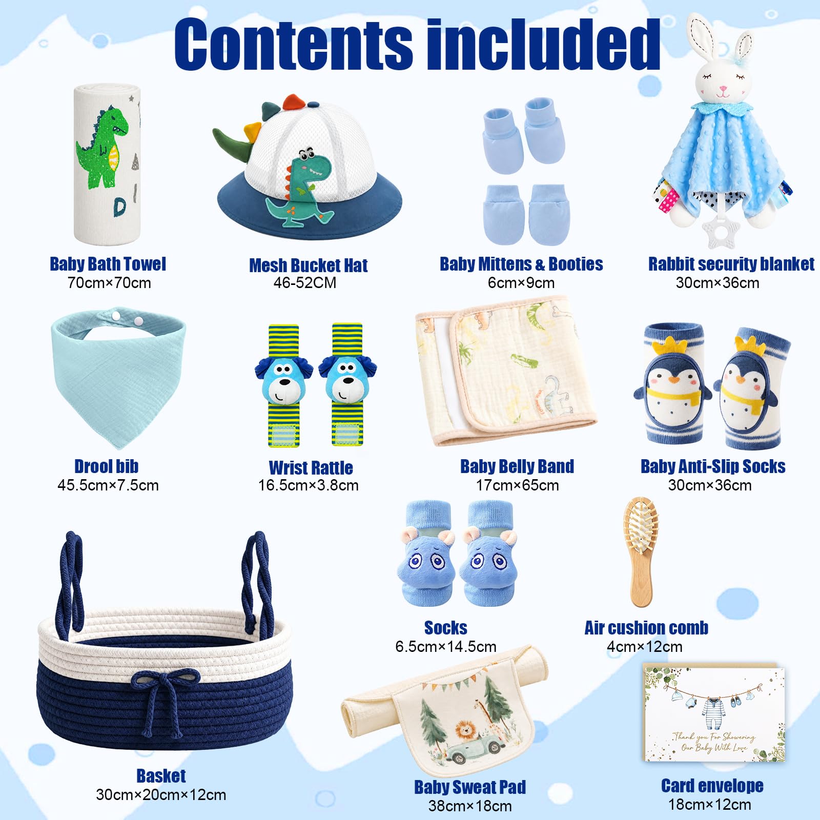 Regalo para recién nacidos, set de regalo para niños/niñas, azul