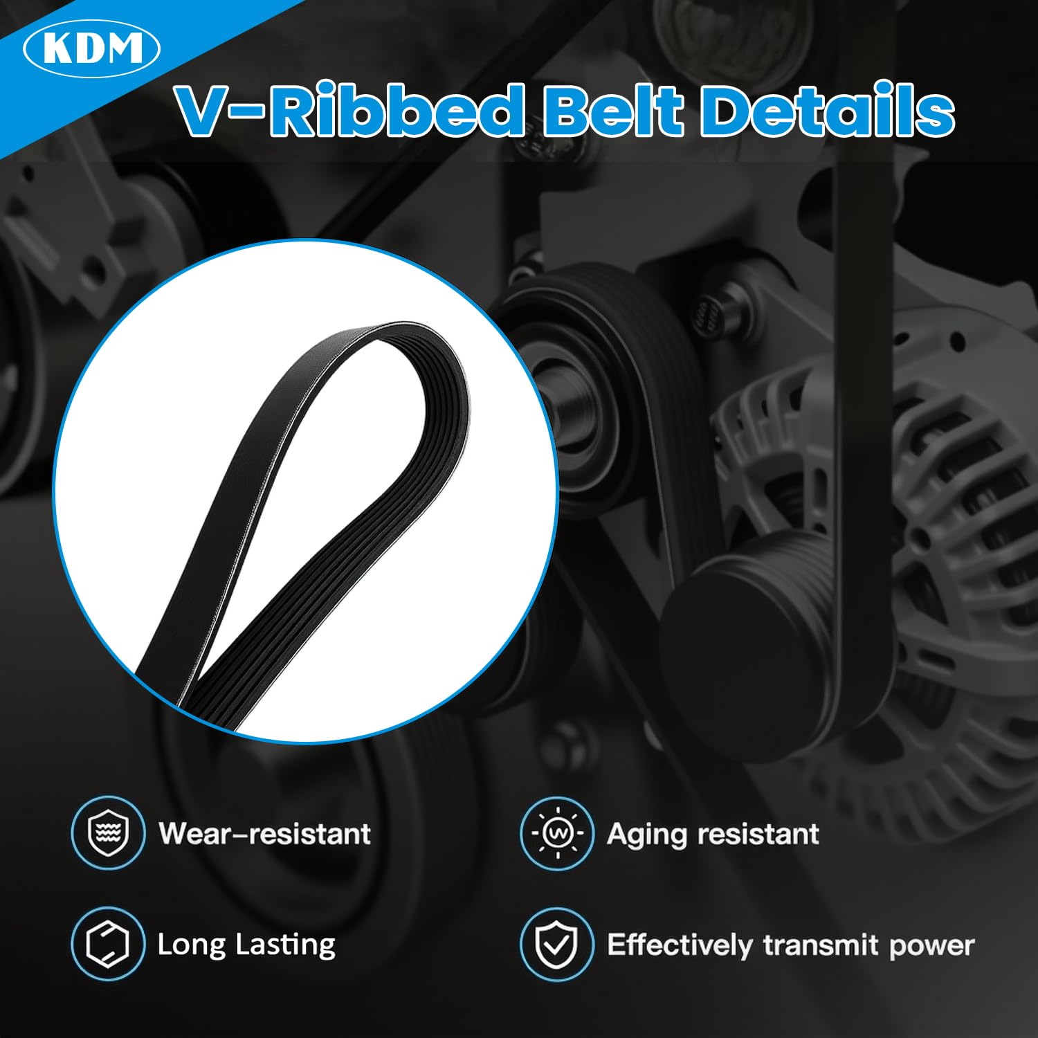 KDM Drive Belt Tensioner Idler Pulley Serpentine Belt kit Fit for Toyota Tundra 4Runner Land Cruiser Lexus LX470 LS430 GS400 SC400 Replacement 38488 49452 89255