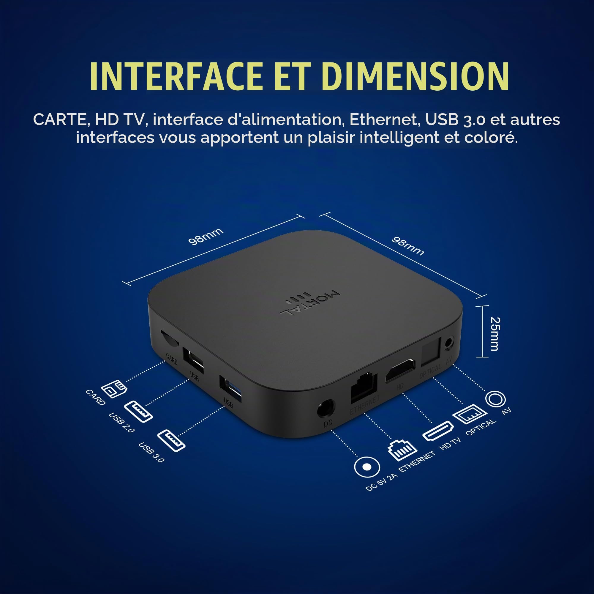 Boitier Android 14.0 TV Box 2G RAM 16G ROM RK3518 Quad Core Cortex A53 | Smart TV BOX Mali-450 MP2 GPU Support 10/100M Ethernet 2.4G /5.8G Dual-Band WiFi BT 5.4 HD 8K Android Box