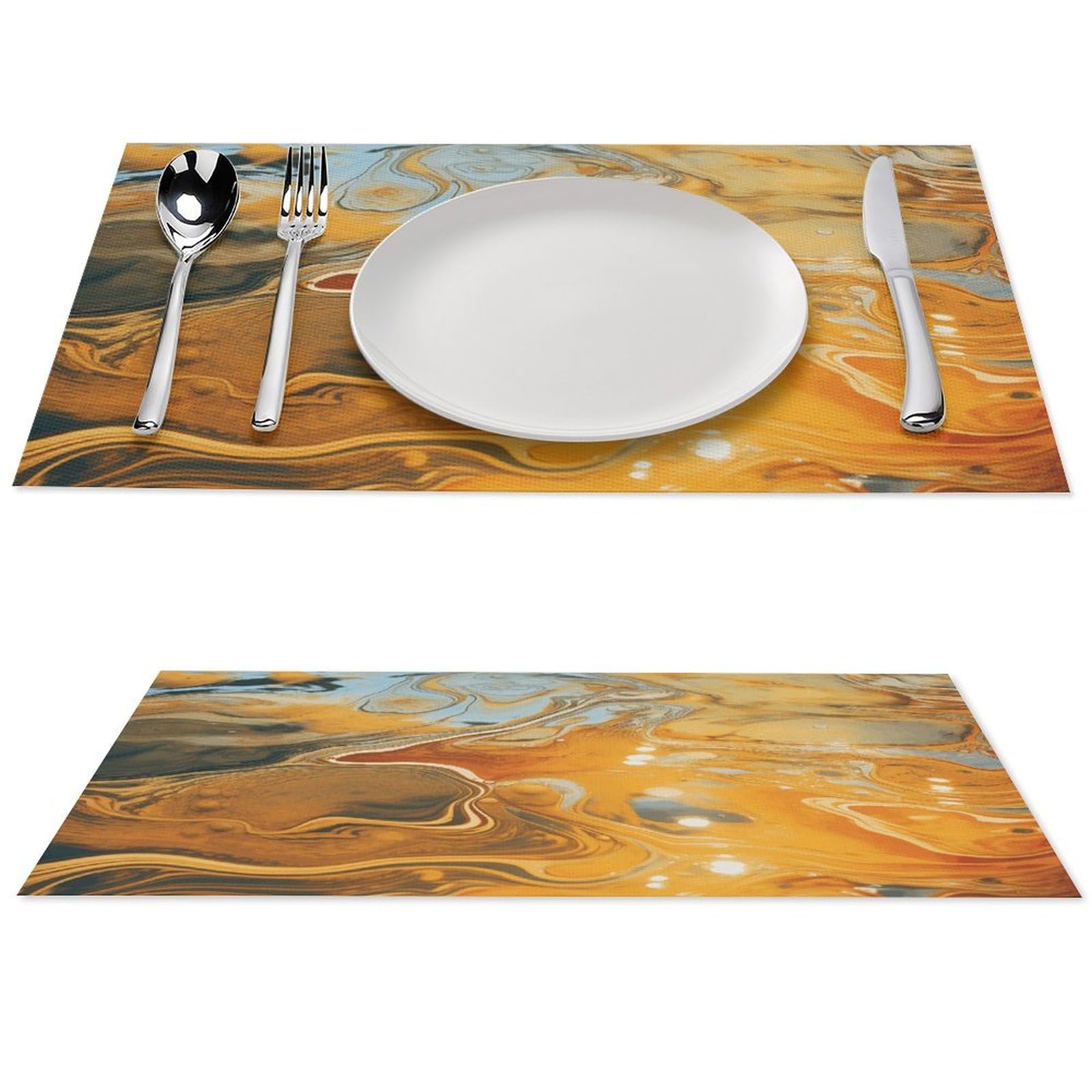 Sets de table de cuisine orange et jaune pour repas en extérieur et salle à manger