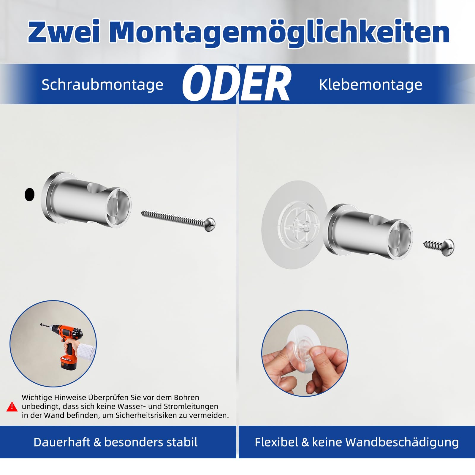 Hibbent 5 Strahlarten Filter Duschkopf mit Schlauch+70cm Duschset Edelstahl