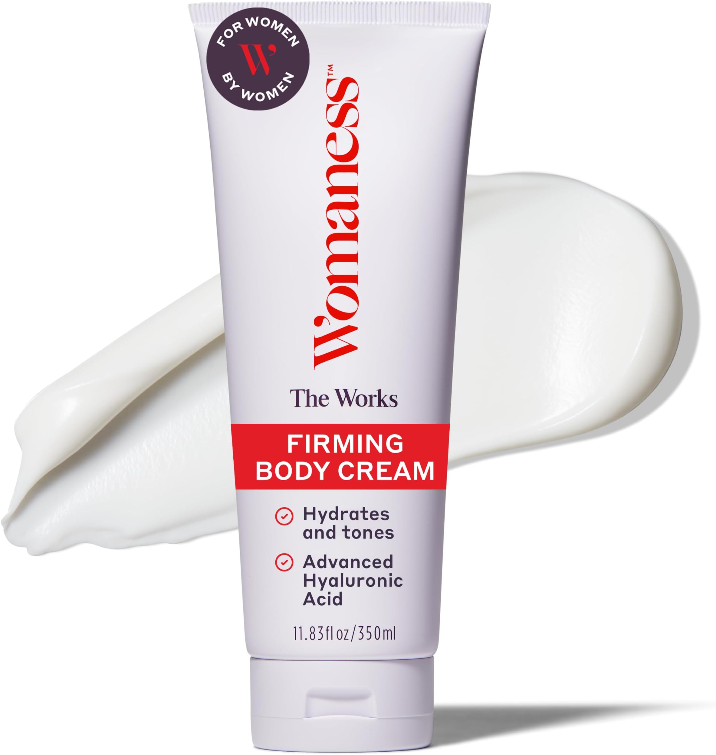 Womaness The Works Body Cream for Women - Moisturizing Body Lotion with Niacinamide & Hyaluronic Acid - Made for Firming & Brightening the Look of Crepey Skin During Menopause (6.76 Fl Oz)
