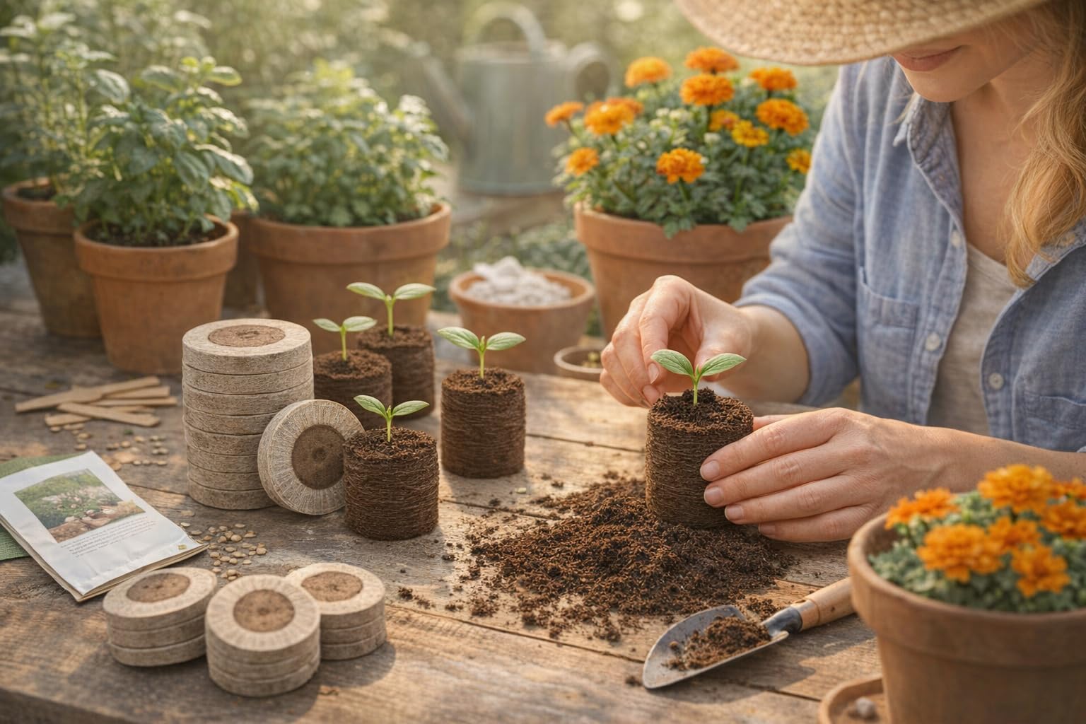 J PLUS T 42mm Peat Pellets - Authentic Jiffy-7 Source Seed Starter Plugs - Compressed Canadian Sphagnum Peat Moss Soil for Germination - Larger Size for Vegetables, Flowers & Herbs (50 Count) - 3