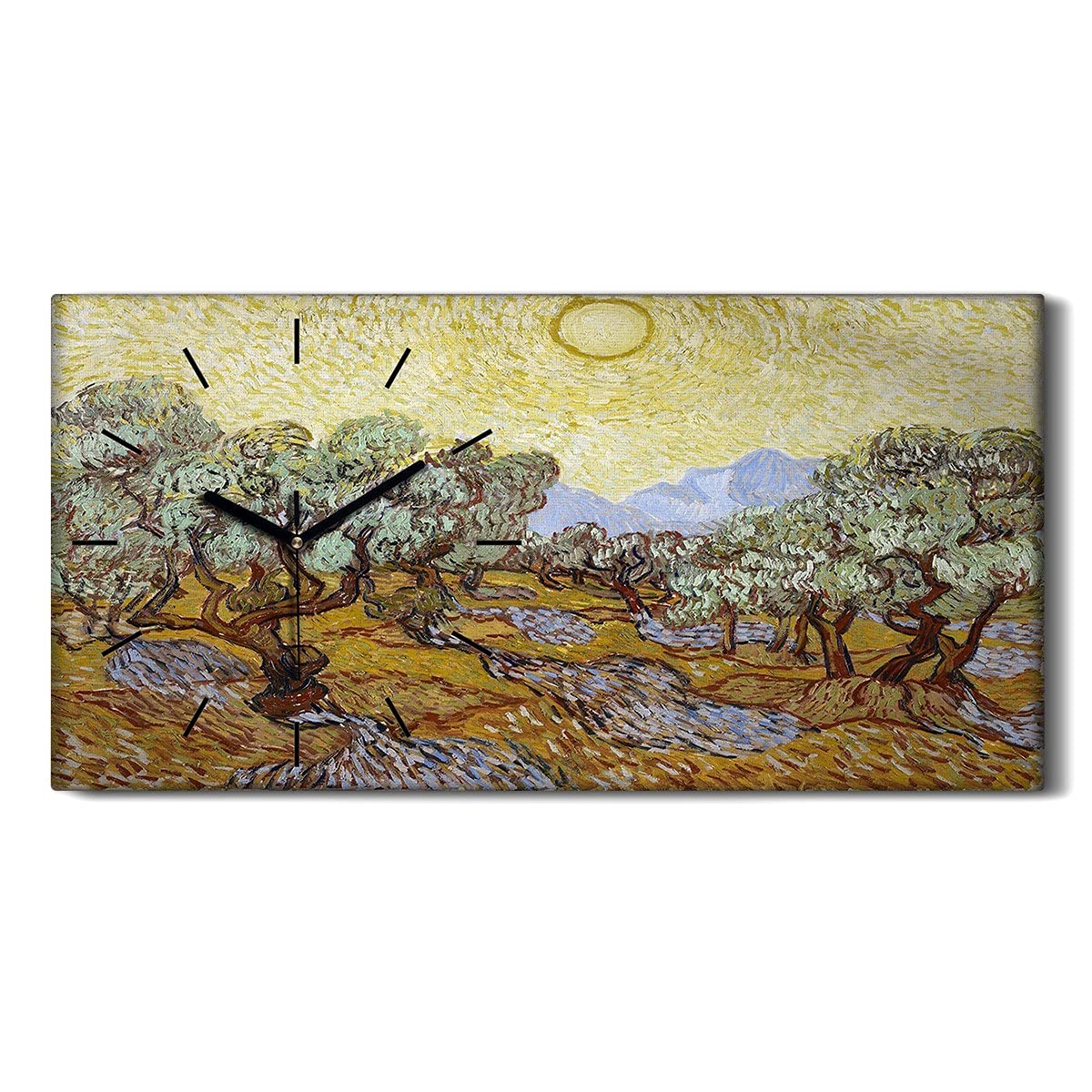 Horloge sur toile 60x30cm Coloray tableau moderne olivier art mural salon