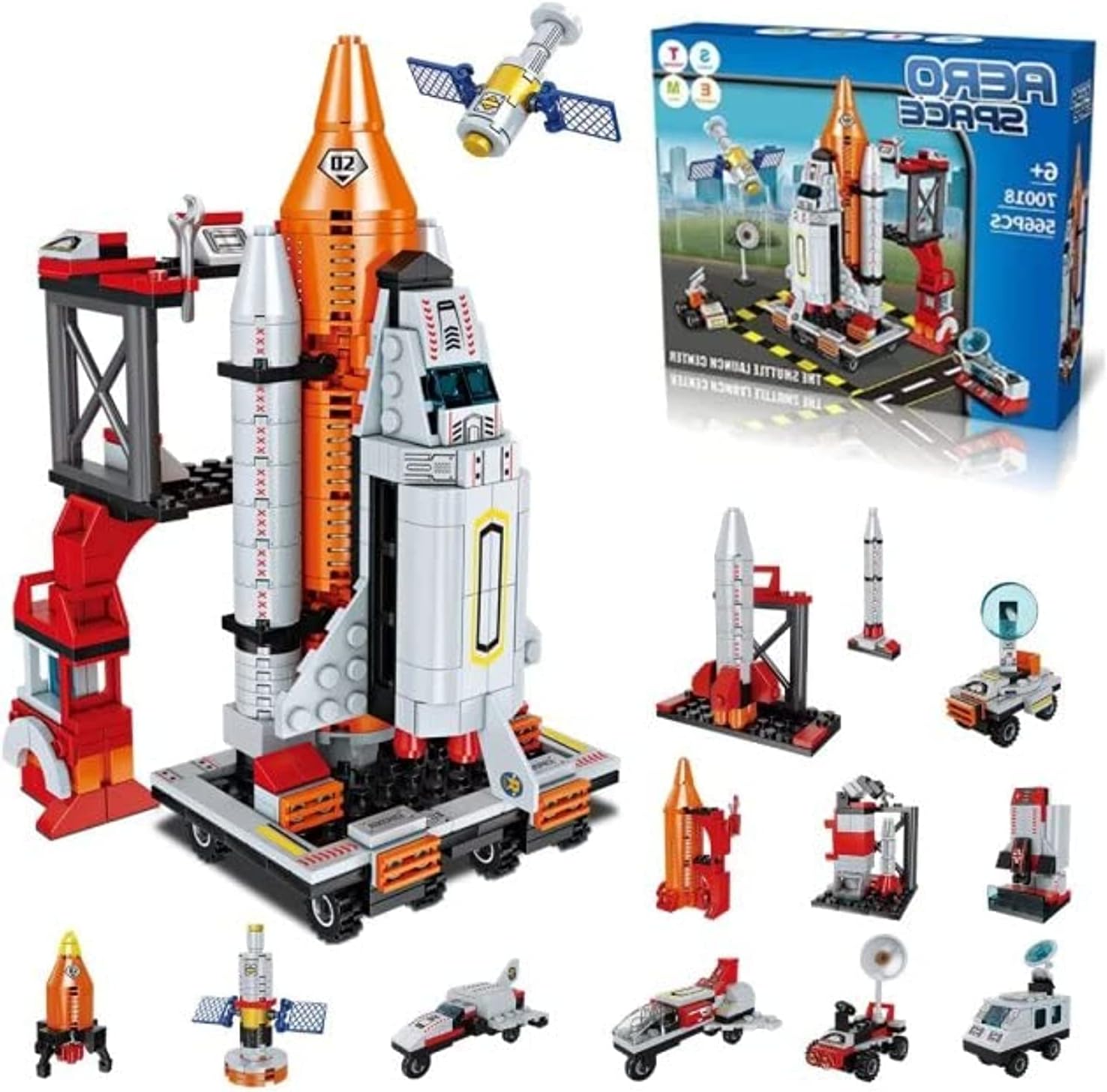 Space Exploration Shuttle Toys for 6 7 8 9 10 11 12 Year Old Boys Kids 12-in-1 STEM Aerospace Building Kit Toy with Heavy Transport Rocket and Launcher Best Gifts for 6-12 Year Old Kids (566 Pieces)