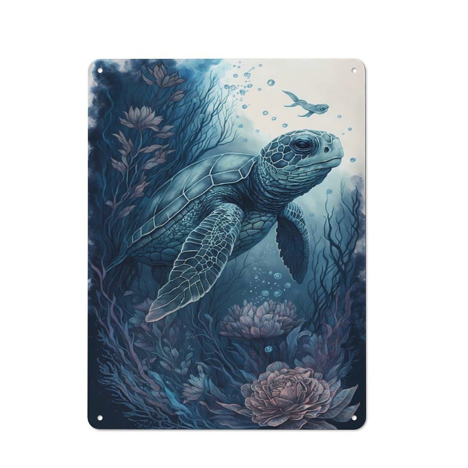 Junmoney Turtle Imaginary Friend Decorative Metal Sign 40X30cm, Creative Studio Wall Plaque For Hobby Room, Office, Lounge Or Living Room