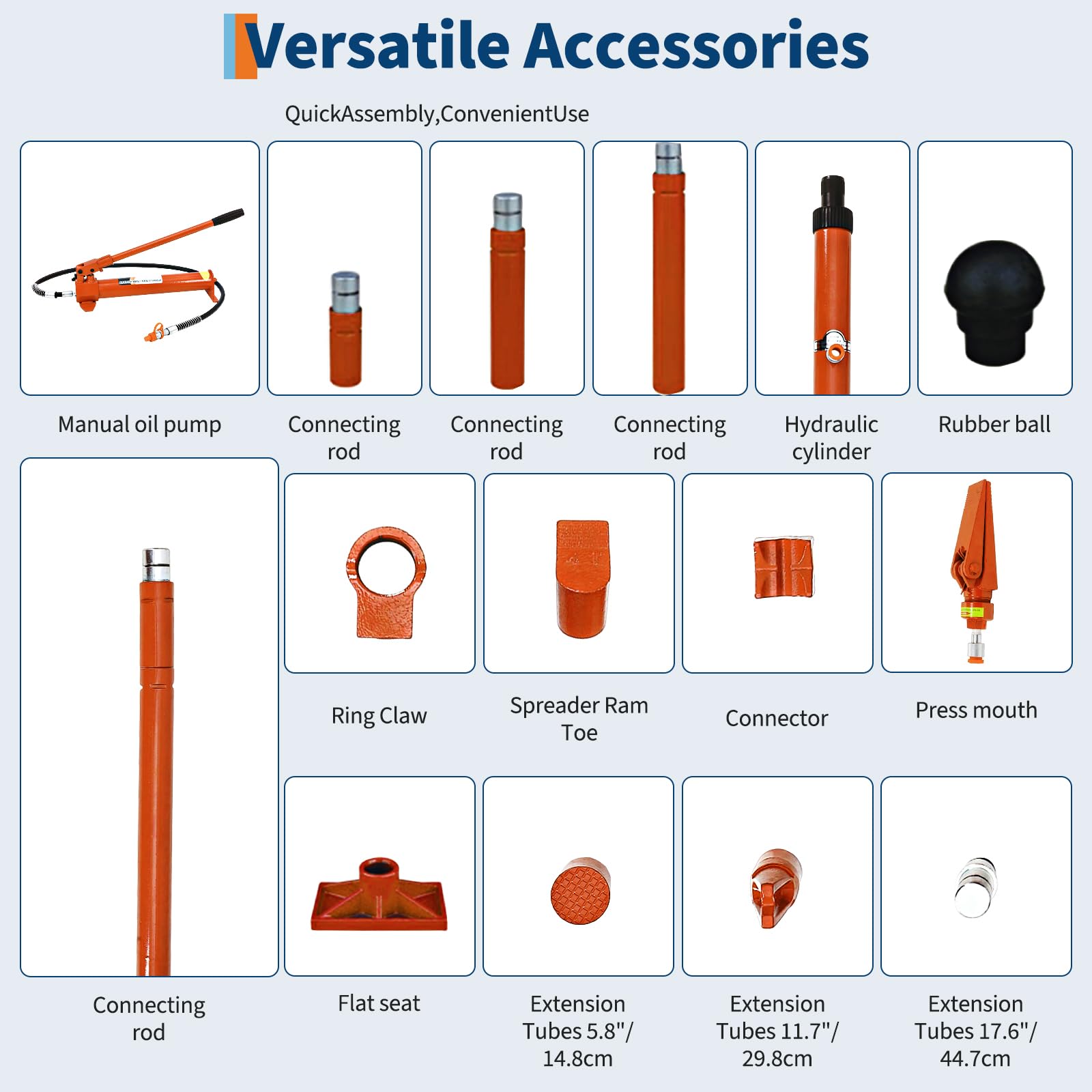 Garvee Kit Porta Power hydraulique 12T (capacité réelle 10T) – Cric Professionnel Robuste – pour châssis Auto, Camion, agricole, Construction – Mallette Plastique – Orange (RAL2004) – 12 Tons |