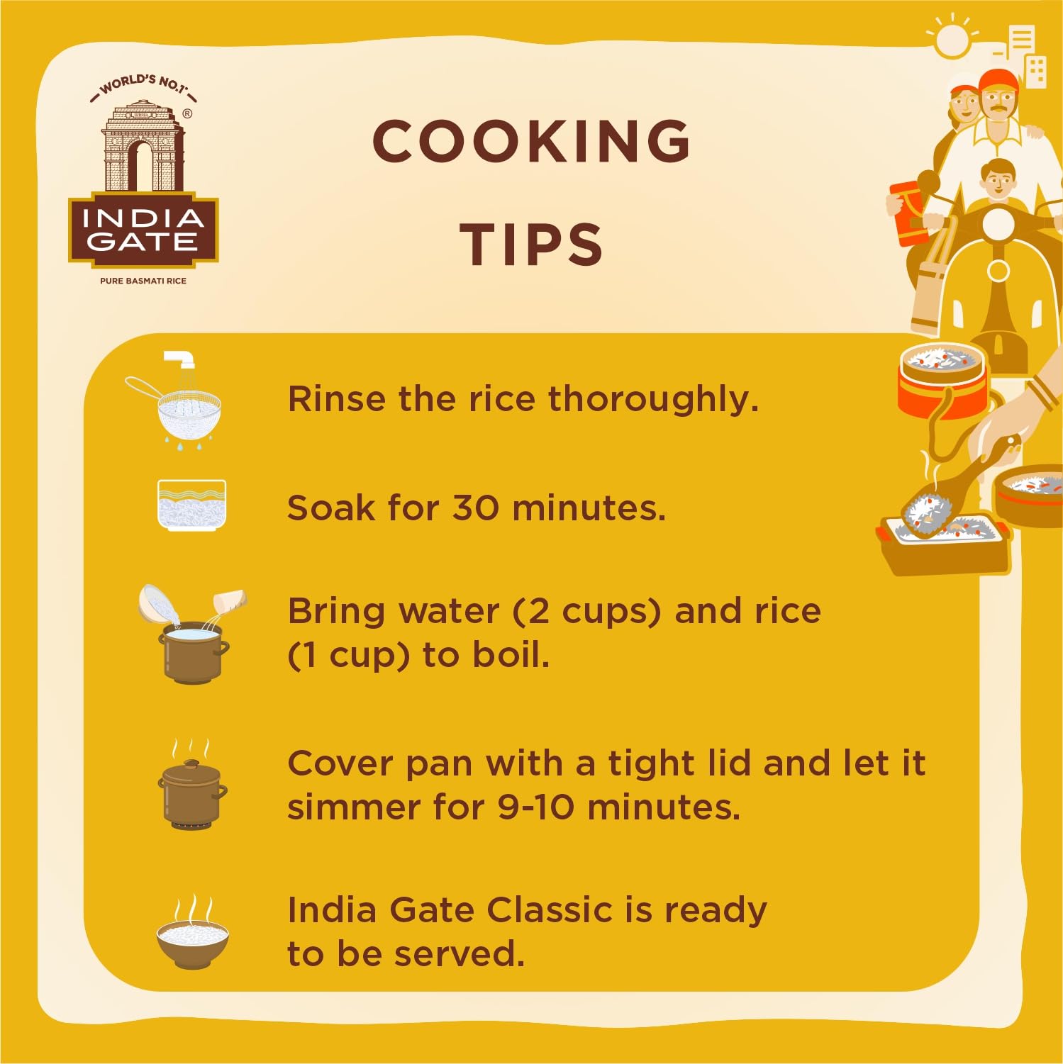 INDIA GATE - Riso Basmati Everyday - (1 X 1 KG)