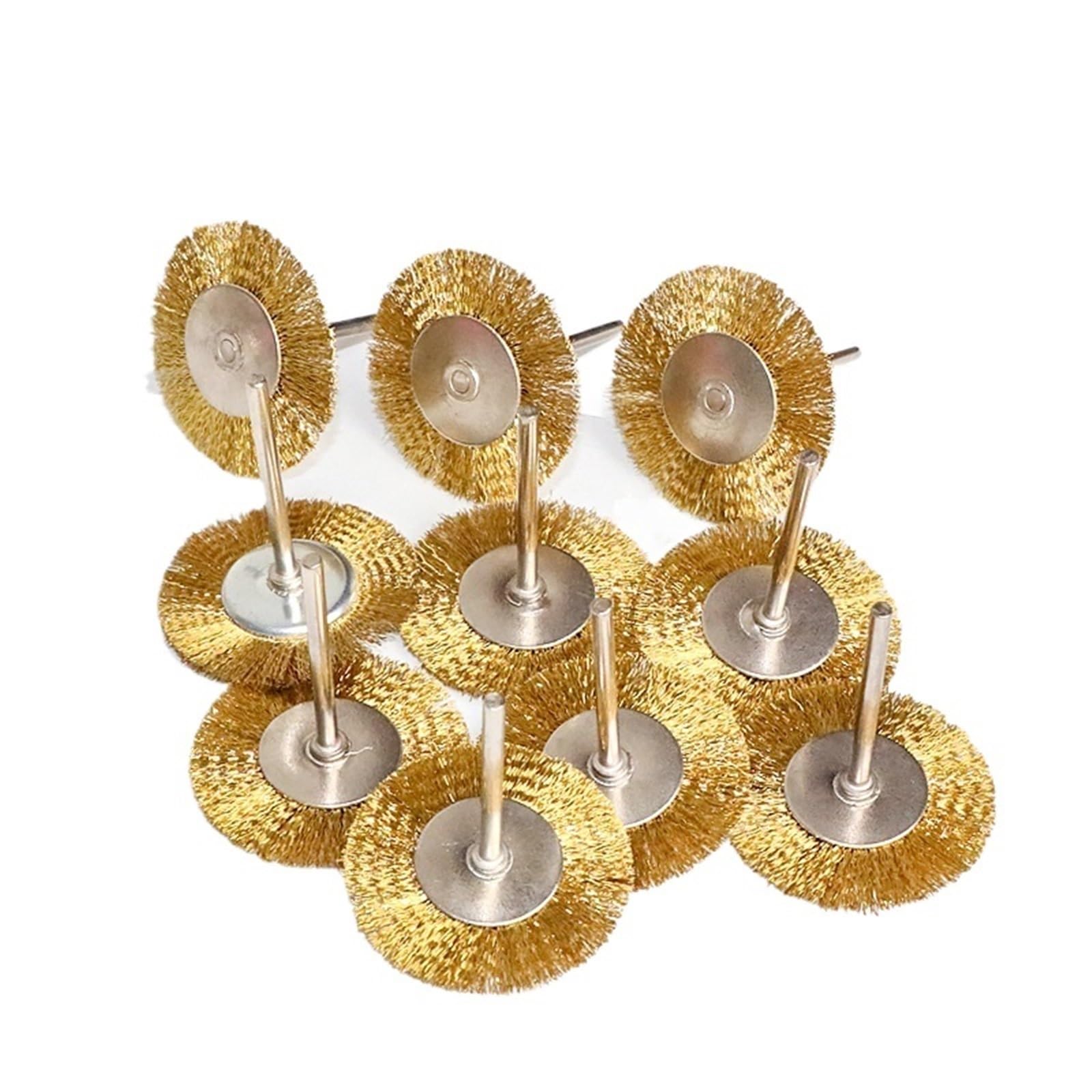 Nasadki szczotkowe do wiertarek, Szczotki metalowe Koło garnkowe 10 szt. 3x25/38mm Wielokolorowy obrotowy kształt litery T(Brass,3x38mm)
