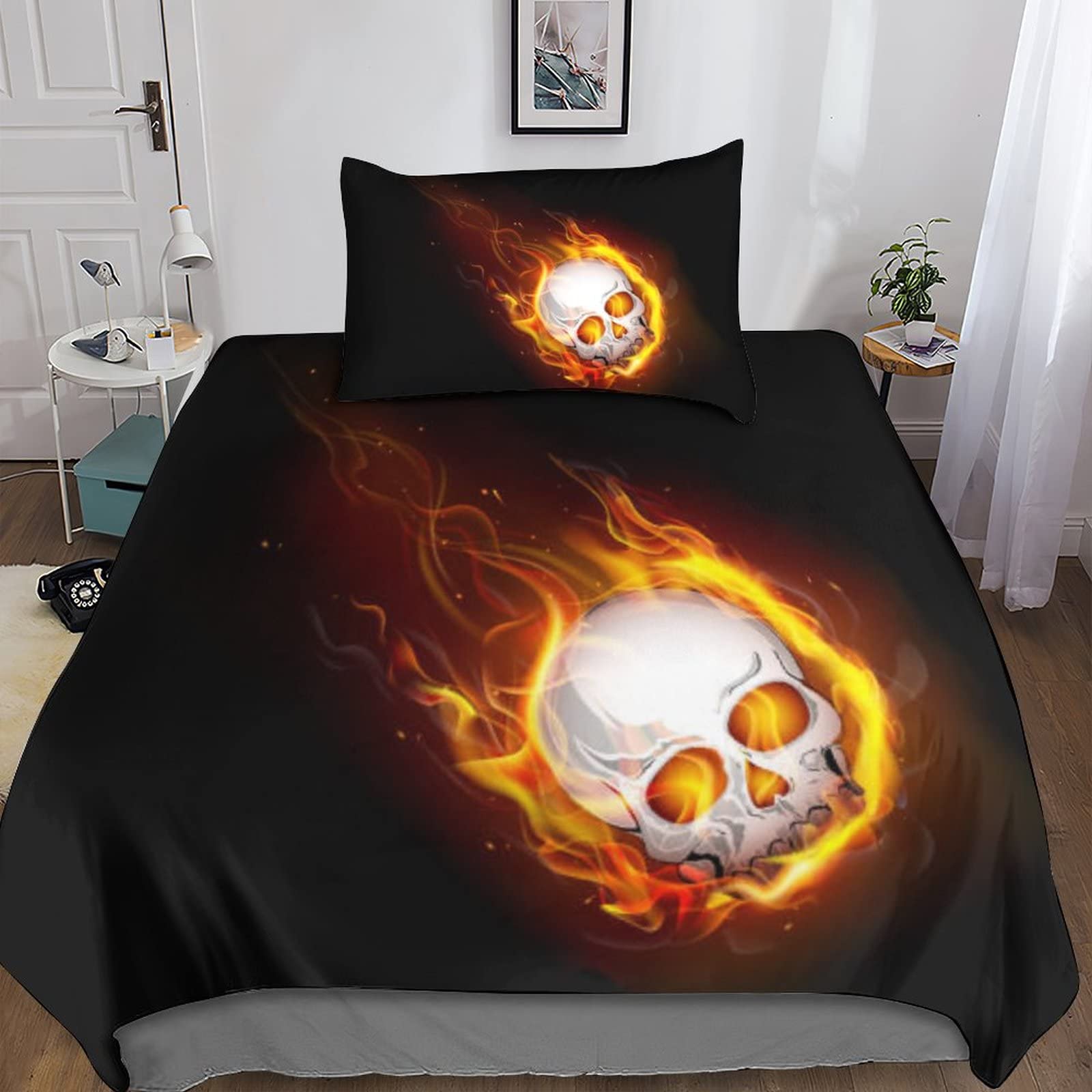 Housse de couette tête de mort 135x200 microfibre