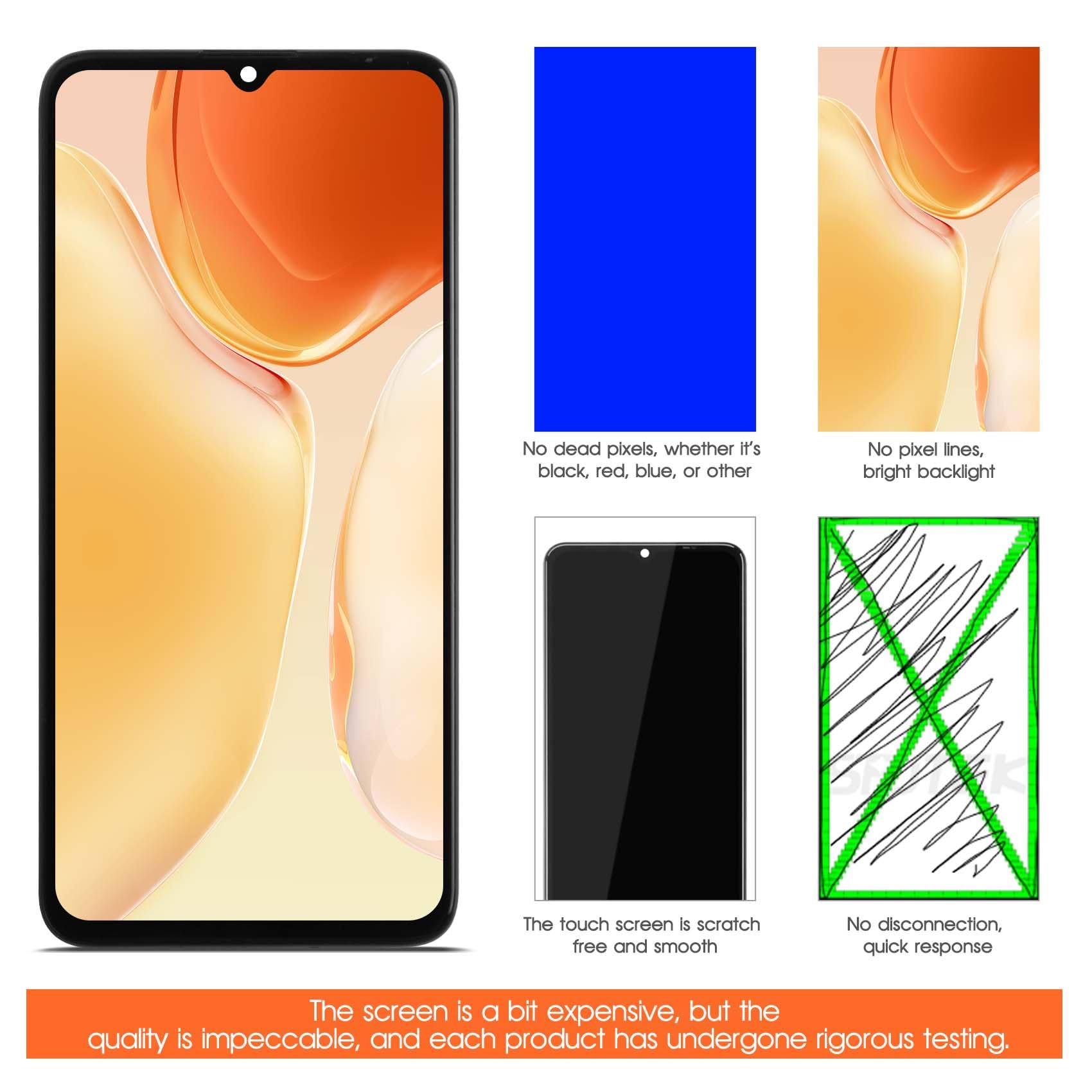 AGCUT Display LCD per Honor X7 Display LCD per Honor X7 CMA-LX1 LX2 LX3 6,74 Pollici Schermo di Ricambio Digitalizer Touchscreen Assemblea con Riparazione, Nero con Telaio