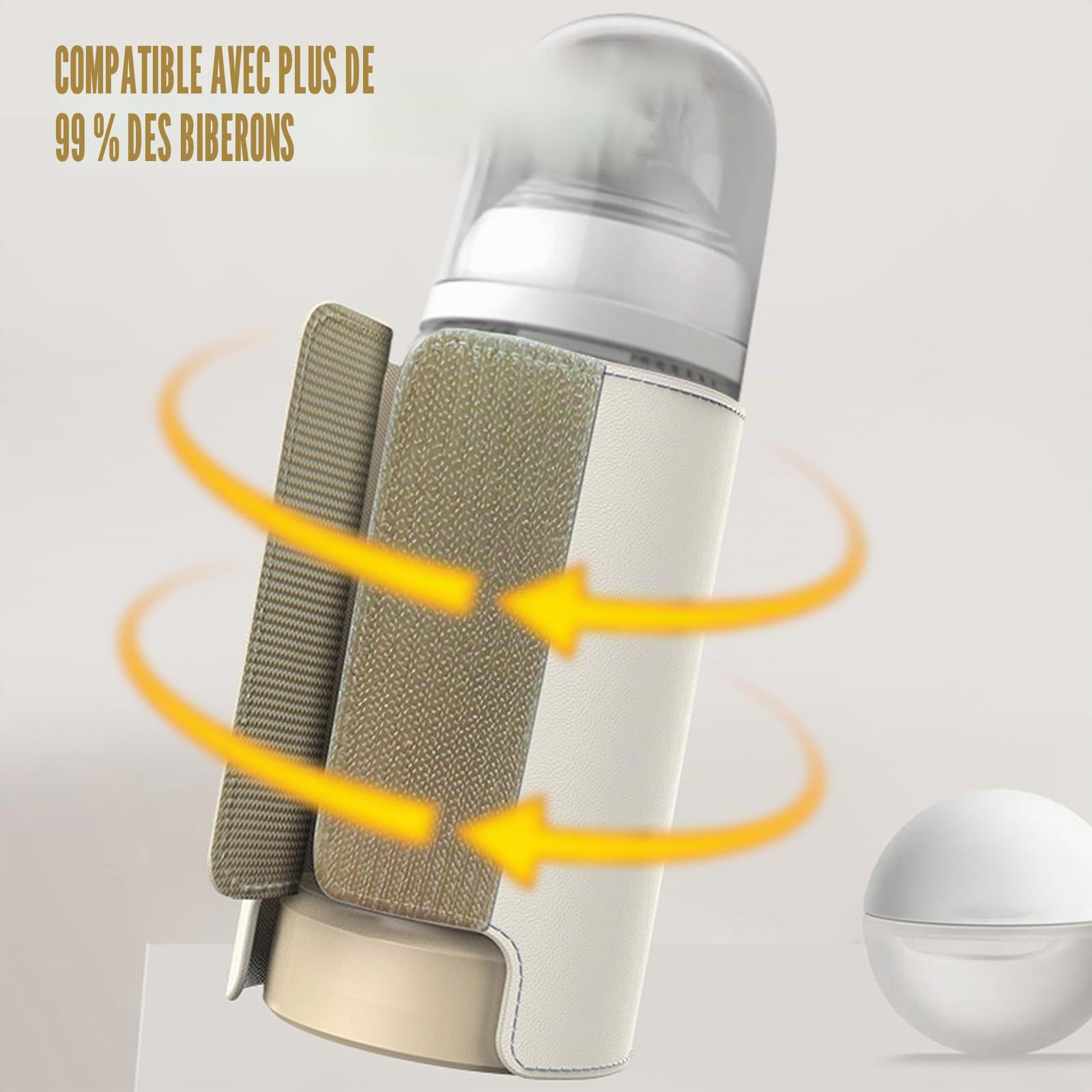 Chauffe Biberon Nomade, Chauffe Biberon Portable Sans Fil avec Écran LCD et Contrôle Intelligent, 8000 mAh, 6 Niveaux de Température Réglable pour Lait et Aliments Bébé en Voyage Voiture