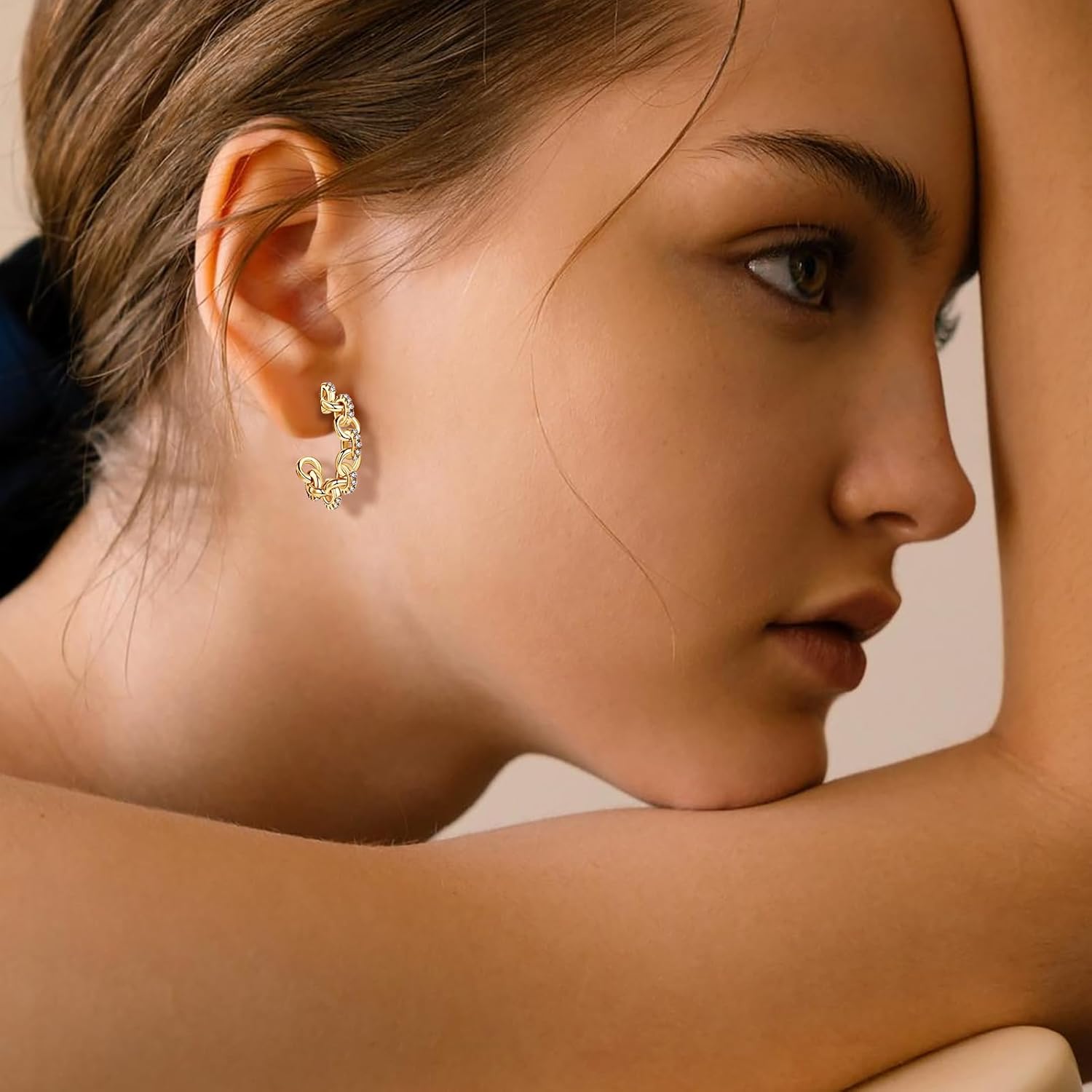 Moissanite Earrings Open Hoop Earring for Women S925 Sterling Silver Round Cut Sparkling VVS1 Lab Create Moissanite Half Hoops Hypoallergenic Pierced Sensitive Ear Jewelry Gift for Her - Image 3