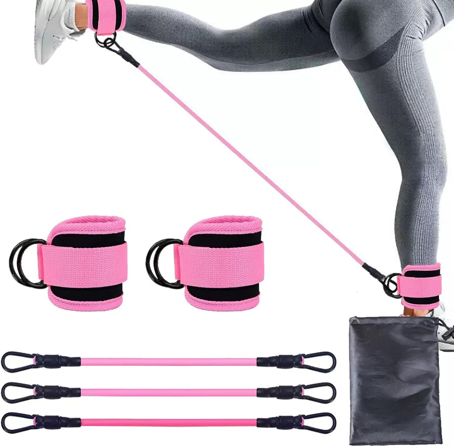 Women's Fitness Exercise Set Pilates Ball Rings and Band with Nonslip for Home Exercise and Flexibility Pilates Rings and Ball Set for Flexibility