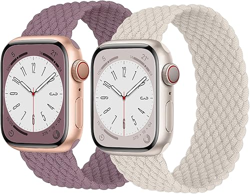 Paquete de 2 correas trenzadas Solo Loop para Apple Watch de 1.575 pulgadas, 1.614 pulgadas, 1.732 pulgadas, 1.772 pulgadas, Ultra 2 de 1.496