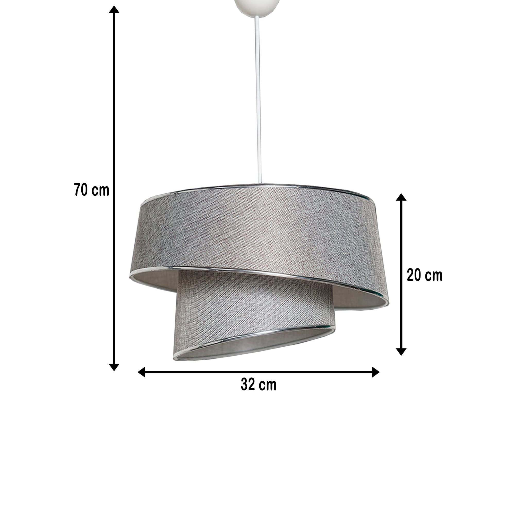 LÁMPARA DE TECHO 70 CM. GRIS/PLATA, TIPO E 27 MAX 45-60 W