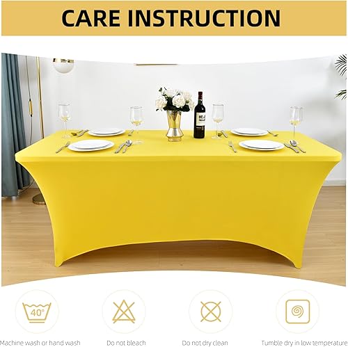 Miniatura 63 de Paquete de 2 Cubiertas de Mesa de Spandex Negro de 6 pies para Mesas Plegables Rectangulares Estándar - Manteles Elásticos Resistentes a las Arrugas