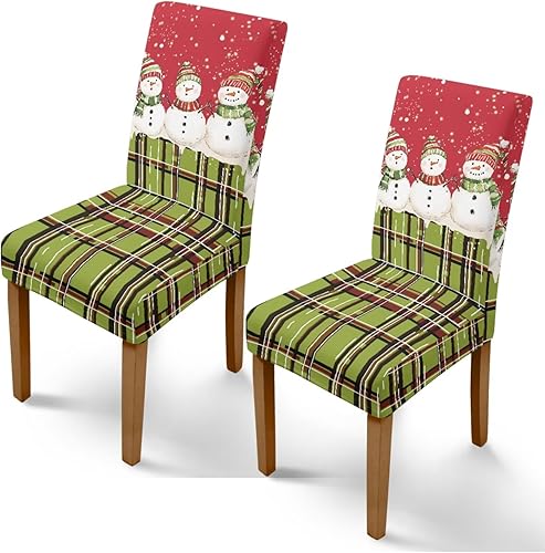 Miniatura 25 de Rnyleeg Fundas de silla de Navidad para sala de estar, diseño de muñeco de nieve azul, estampado de pájaros, fundas para sillas de comedor, 1 Muñeco