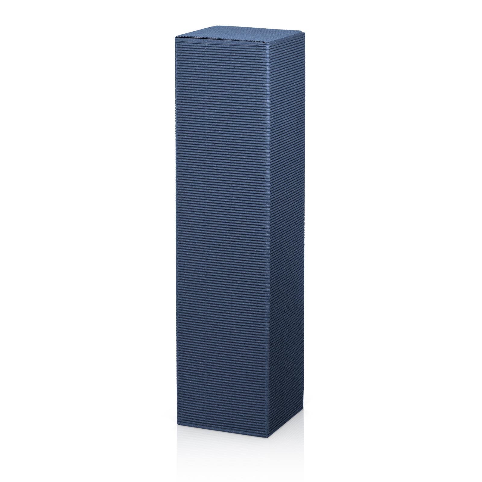 KK Verpackungen Flaschenkarton | 500 Stück, Faltschachtel für 1 Flasche, 90x90x355 mm | Weinverpackung Sektverpackung Blau | Offene Welle, Automatikboden | FSC-Zertifiziert, PTZ-Postgeprüft
