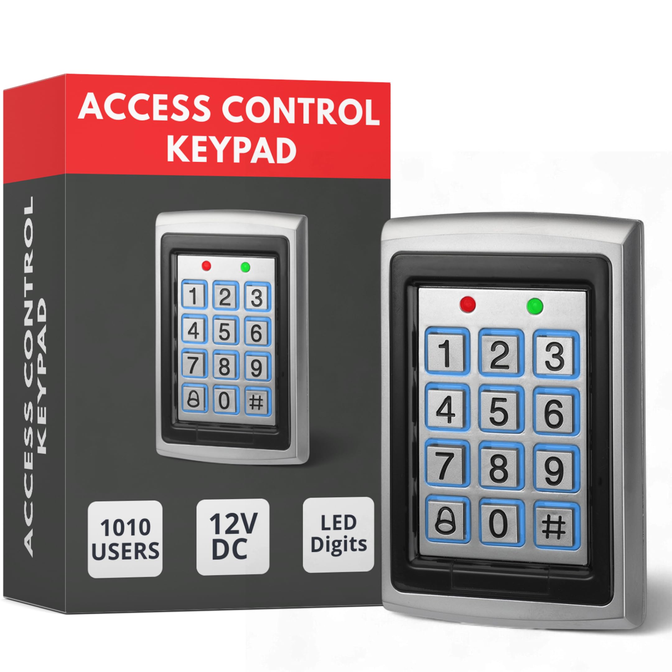Proximity Digital Keypad for Door Entry System | with Both RFID Fobs and Pin Code Entry | For Indoor Security Access Control Use | Touchpad Backlight Keypad | Standalone Touchpad LED