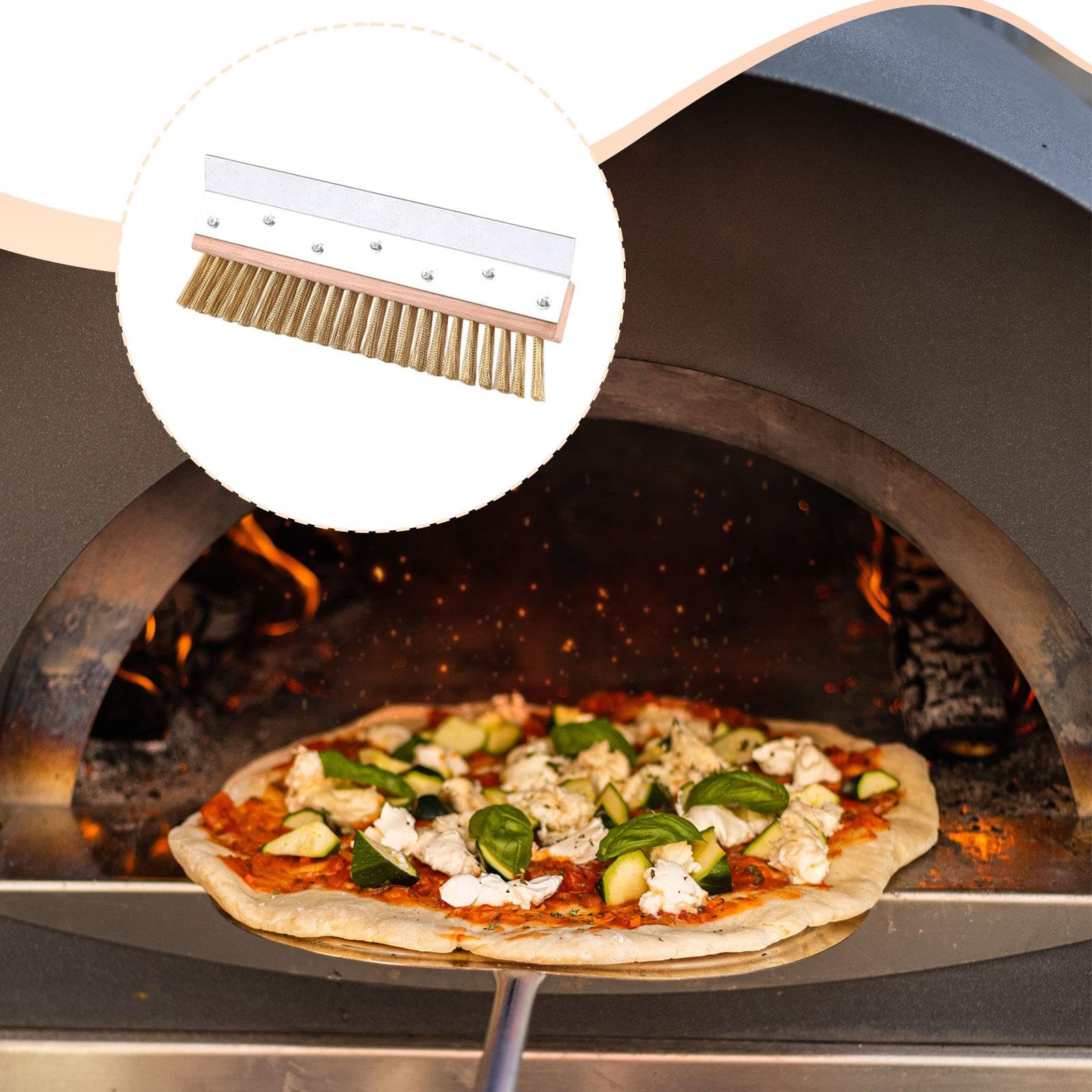 Cabezal de Cepillo de Alambre para Limpiar Hornos de Pizza, Portátil, Versátil, Cepillo para Parrilla para Acampar, Restaurantes, Cocinas Y