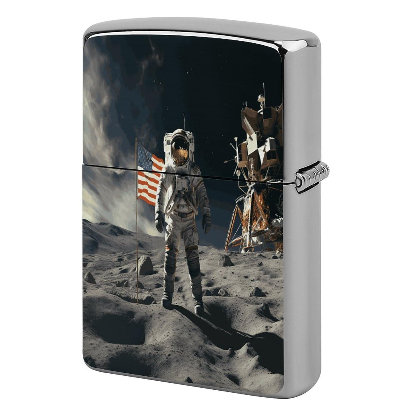 Fekiloot Style Astronaut Landing On The Moon Lighter Case Cover Metal Lighter Case