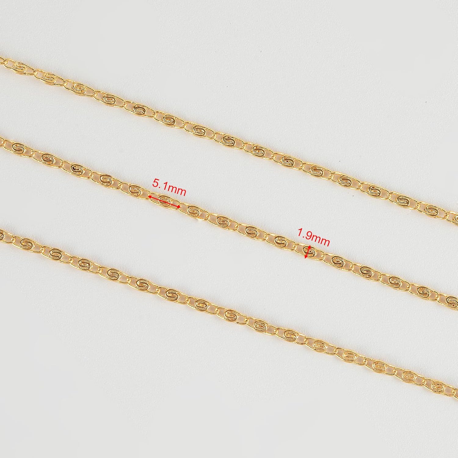 10 Meters Jewelry Chain for Jewelry Making, 18K Gold Plated Chain Necklace for Women Light Gold Chain Roll with 20pcs Lobster Clasps + 50pcs Jump Rings