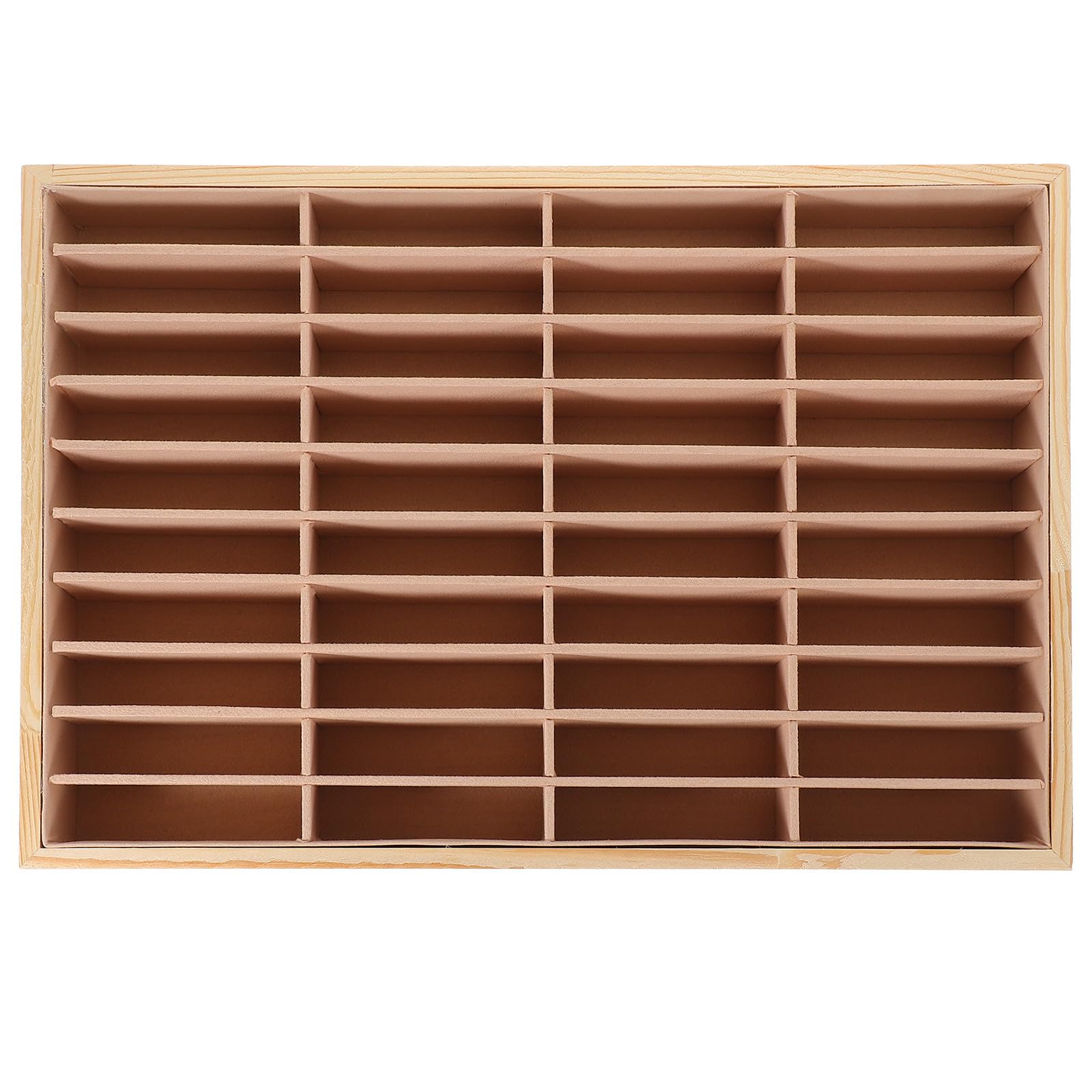 Plateau à Bijoux en Bois, 40 Compartiments, Organiseur Rectangulaire