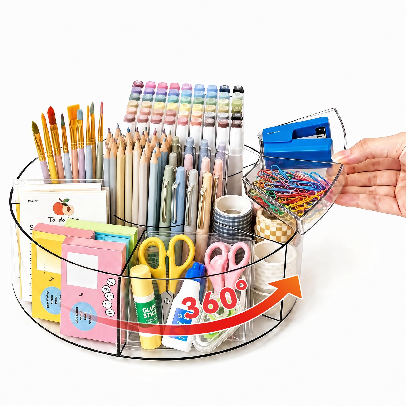 Portapenne girevole a 360 gradi, organizer da scrivania e accessori con 6 scomparti portapenne