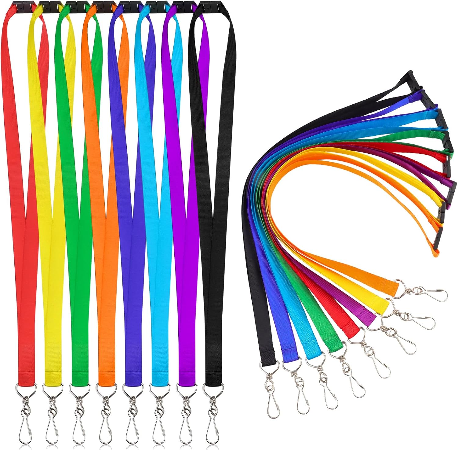 Prudiut 120 Pcs Breakaway Lanyard for Id Badges, 8 Color Breakaway Lanyards Break Away Lanyard with Swivel J Hook Lanyards Break Away for Id Badges and Keys