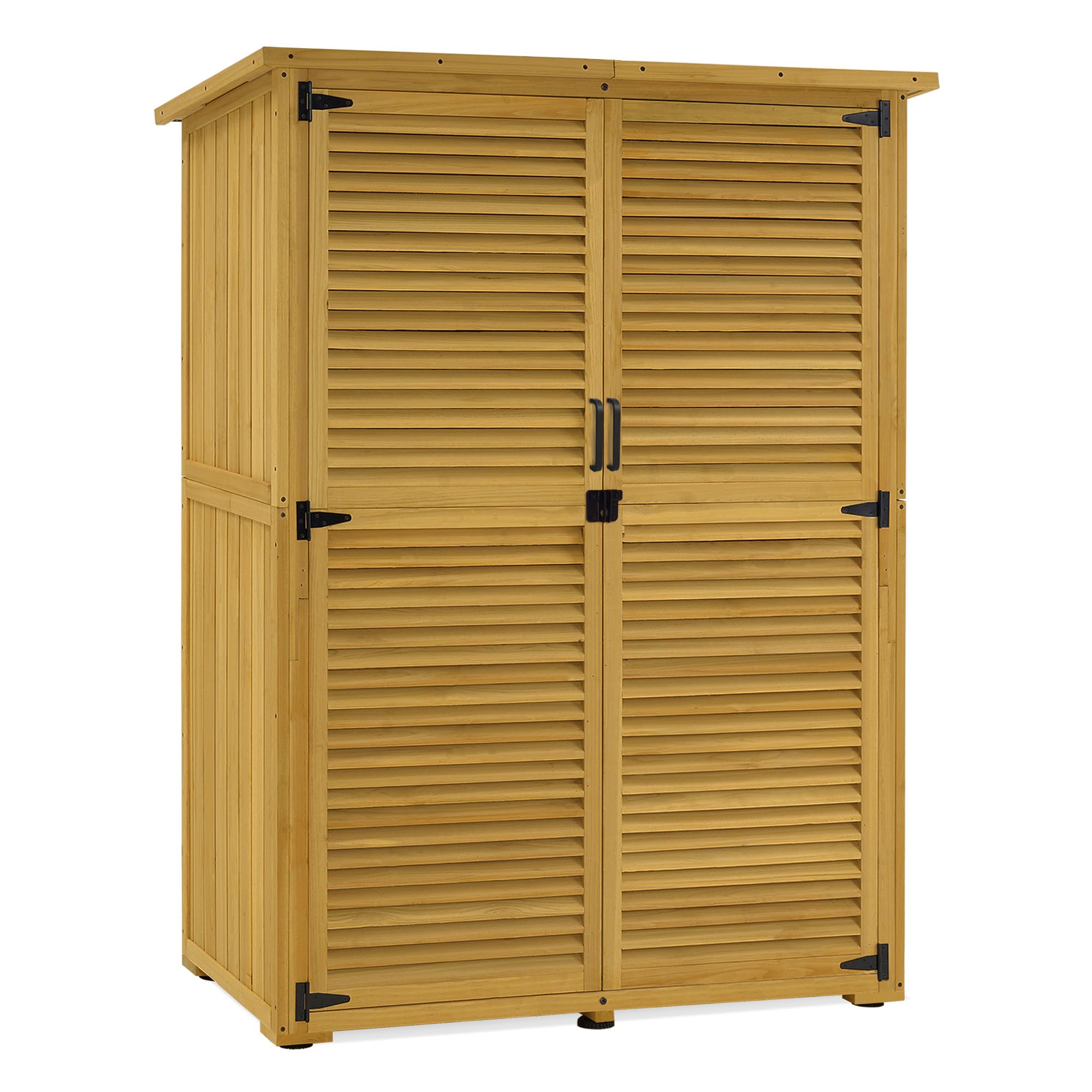 M MCombo armadio da giardino in legno, casetta da giardino piccola resistente alle intemperie, casetta per attrezzi da esterno, per area esterna balcone terrazza, 59×129×168 cm, 0901D-1 (natura)