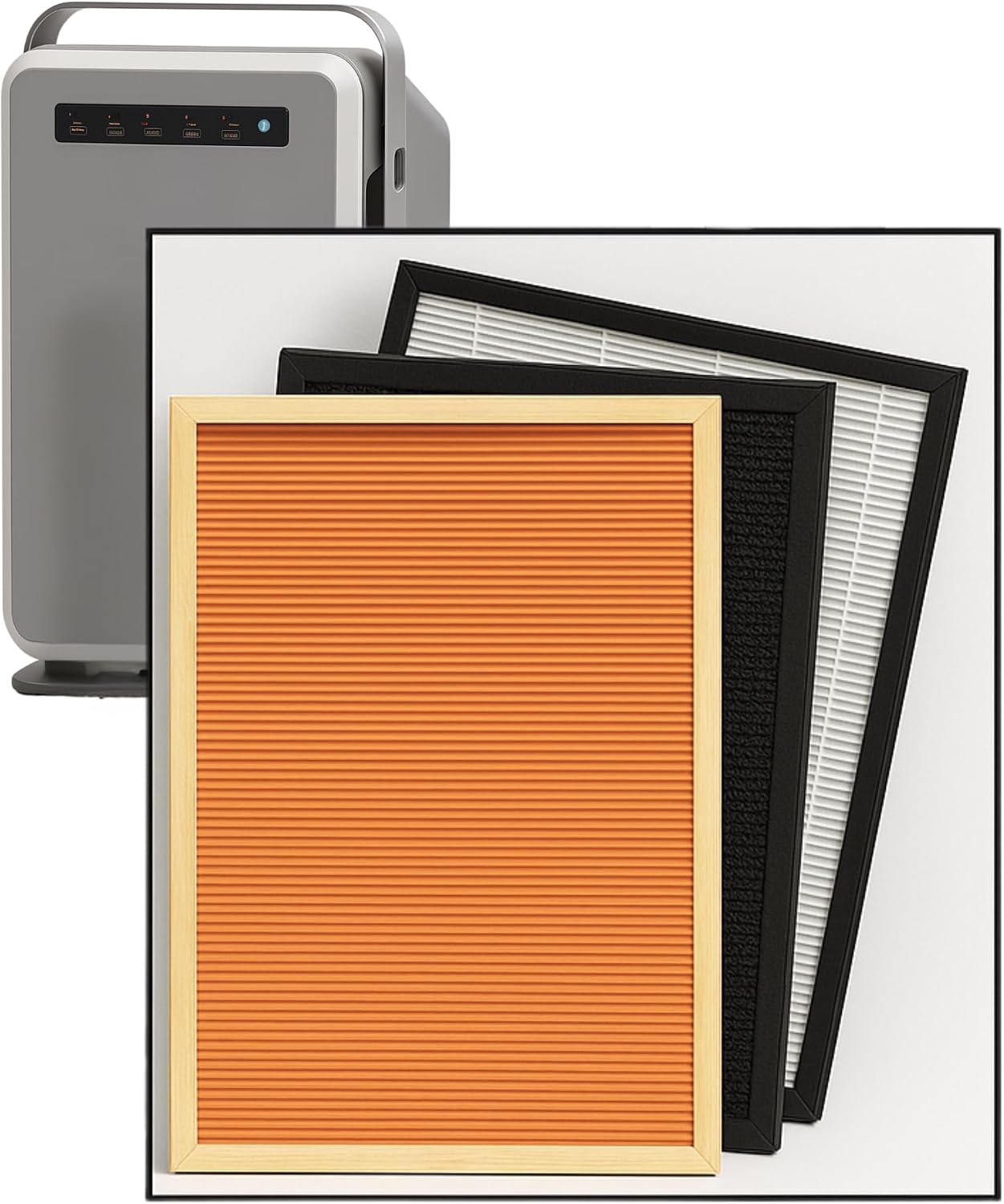 HEPA Air Purifier Filter Replacement Pack 1439 for Nikken Air Filter AirWellness Power5 Pro 1438 - Multistage HEPA and Activated Carbon Filtration System - Home Air Purifiers for Cleaner Indoor Space