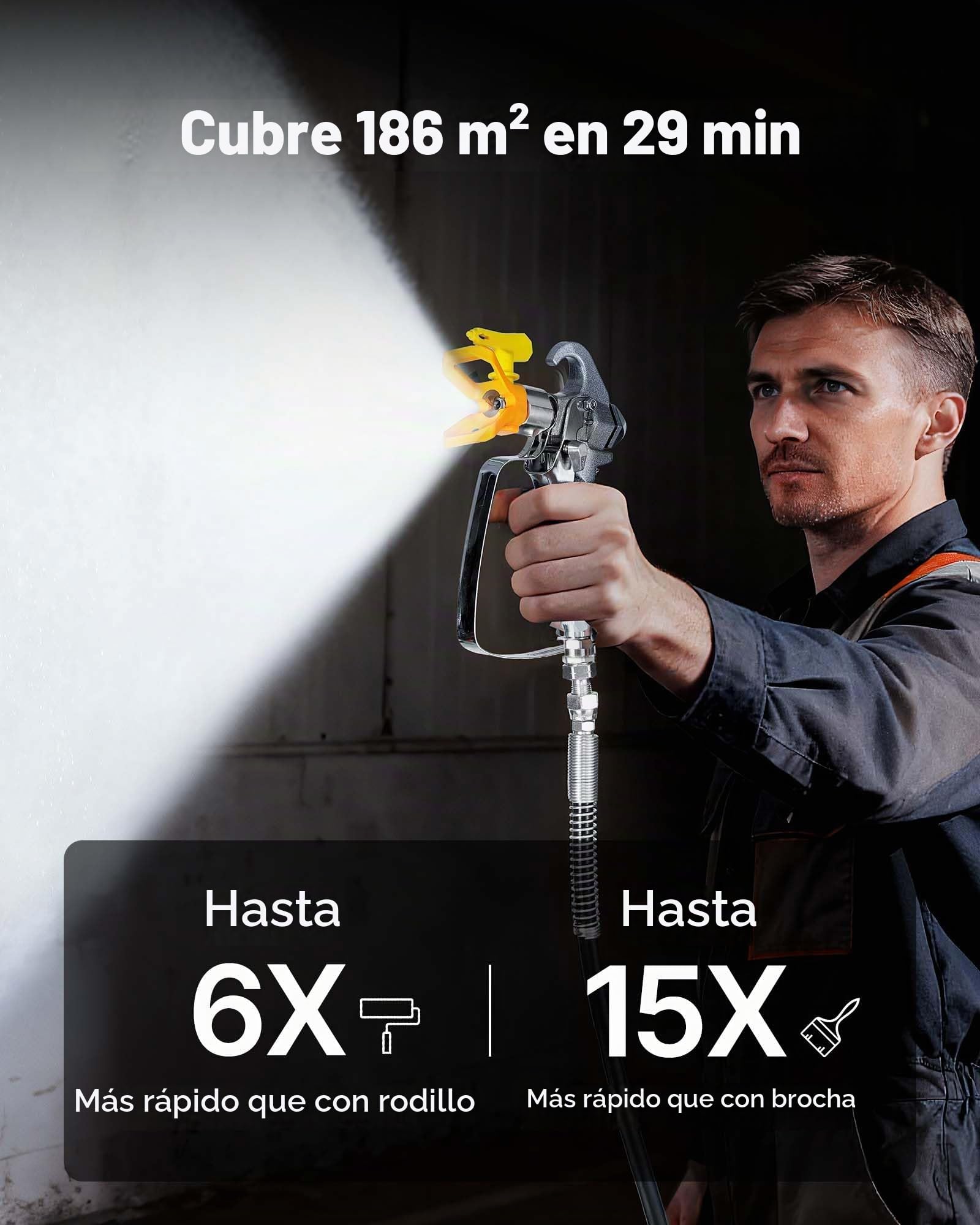 VEVOR Pulverizador de Pintura sin Aire 900 W 3300 PSI, Máquina de Pintura Airless con Carrito, con Cepillo de Limpieza, Manguera, Tubo de Extensión, Boquillas, para Pintar Exteriores, Interiores