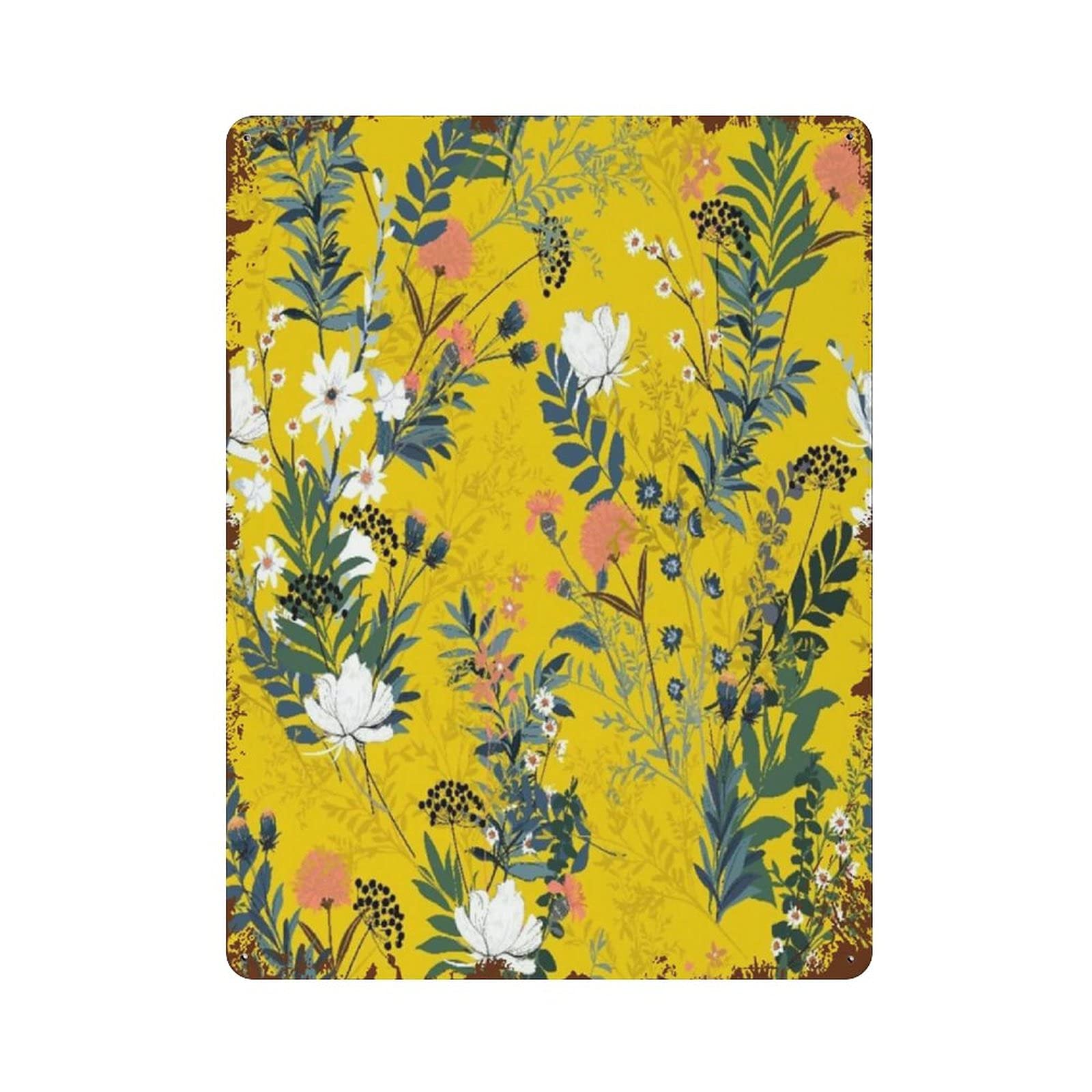 Summer Blooming Garden Full Wild Flower Metal Signs, Fun Poster For Bar Kitchen Cafe Farmhouse Wall Decor 12x16 inch