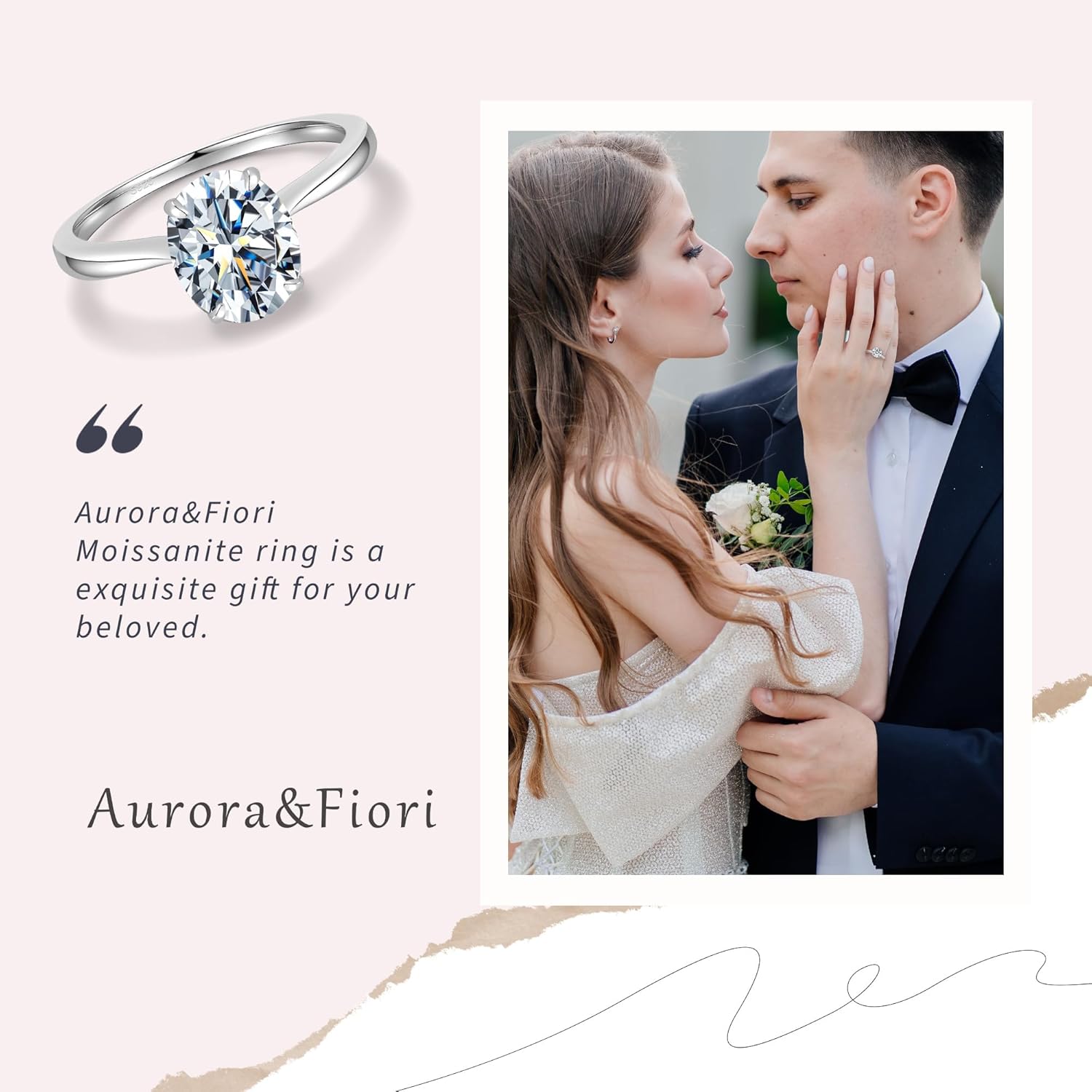 Aurora & Fiori 1/2/3/4 CT Round Moissanite Engagement Ring for Women, D Color VVS1 Solitaire Moissanite Ring S925 Sterling Silver with 18K Yellow/White Gold Plated - Image 6