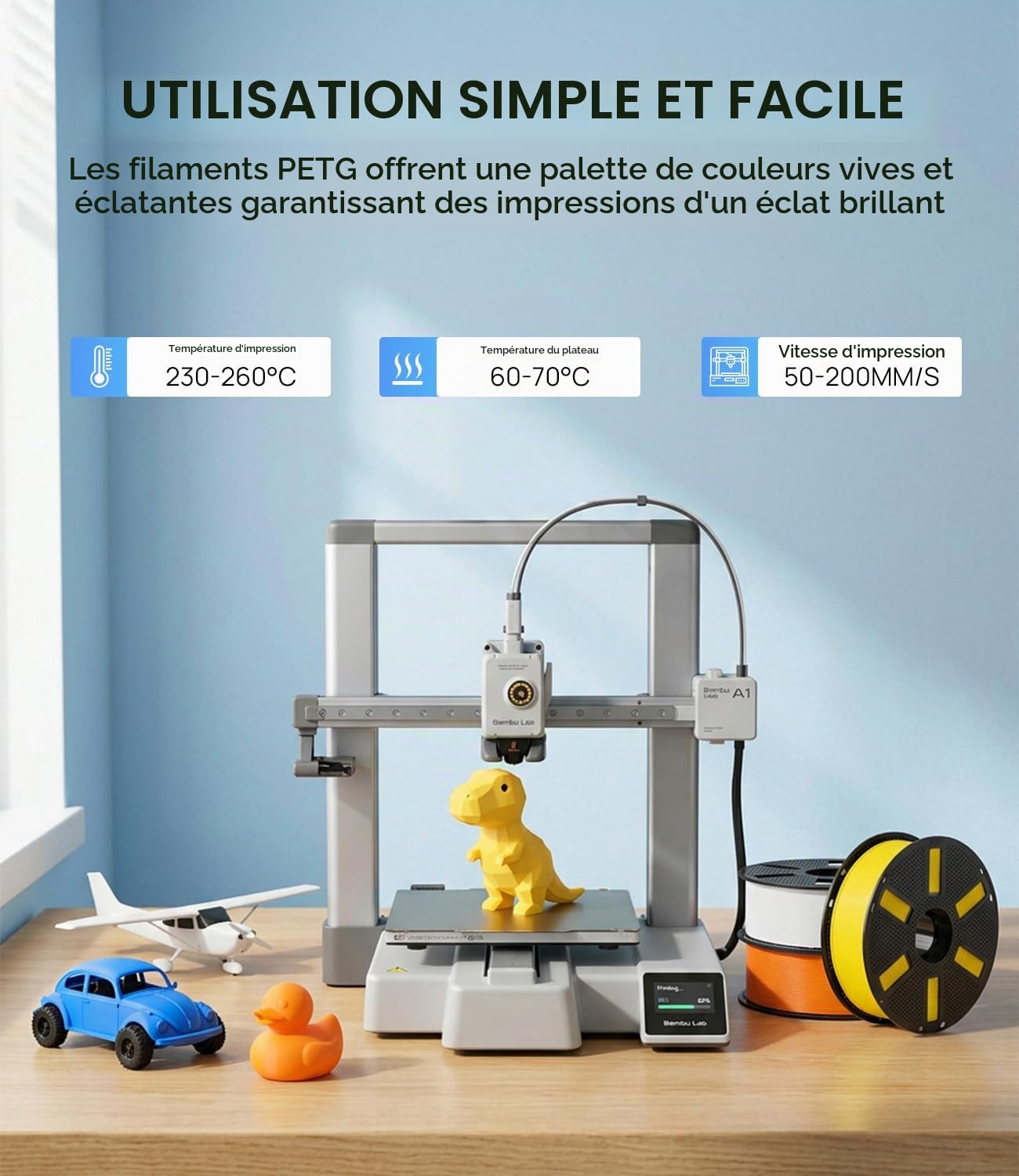 JAYO PETG Filament 1.75 mm Bundle 4.4KG Noir, Haute Résistance 3D Filament