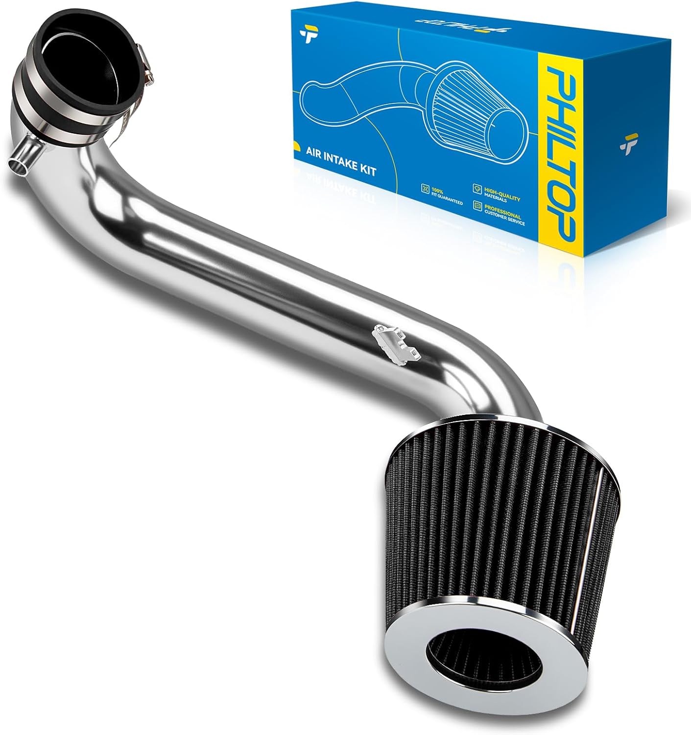 PHILTOP Cold Air Intake Kit for 2001-2005 Honda Civic 1.7L L4 DX/LX/EX/GX/HX - Black Aluminum Performance Upgrade