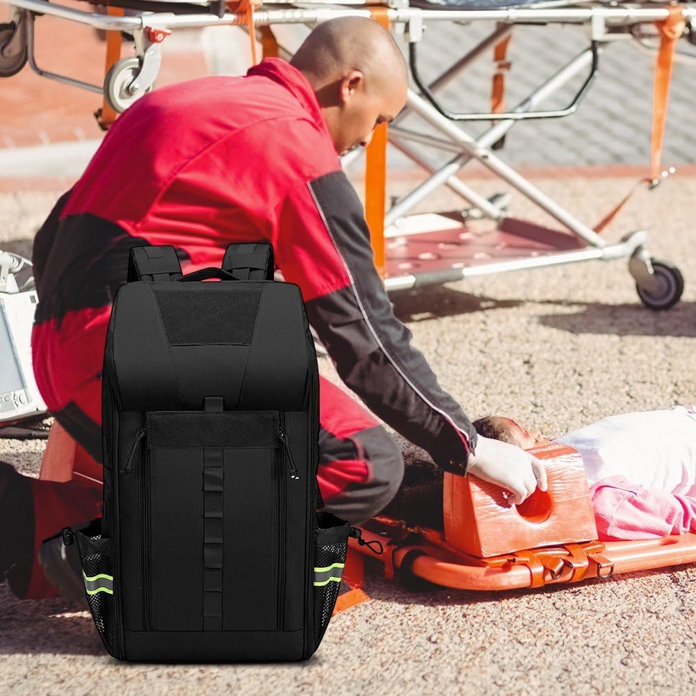 Mochila De Primeros Auxilios, Bolsa Médica con Tira Reflectante, Bolsa Vacía para Primeros Auxilios para Emergencias, Ideal para Acampar, Andar En Bicicleta Y Hacer Senderismo Aire Libre.