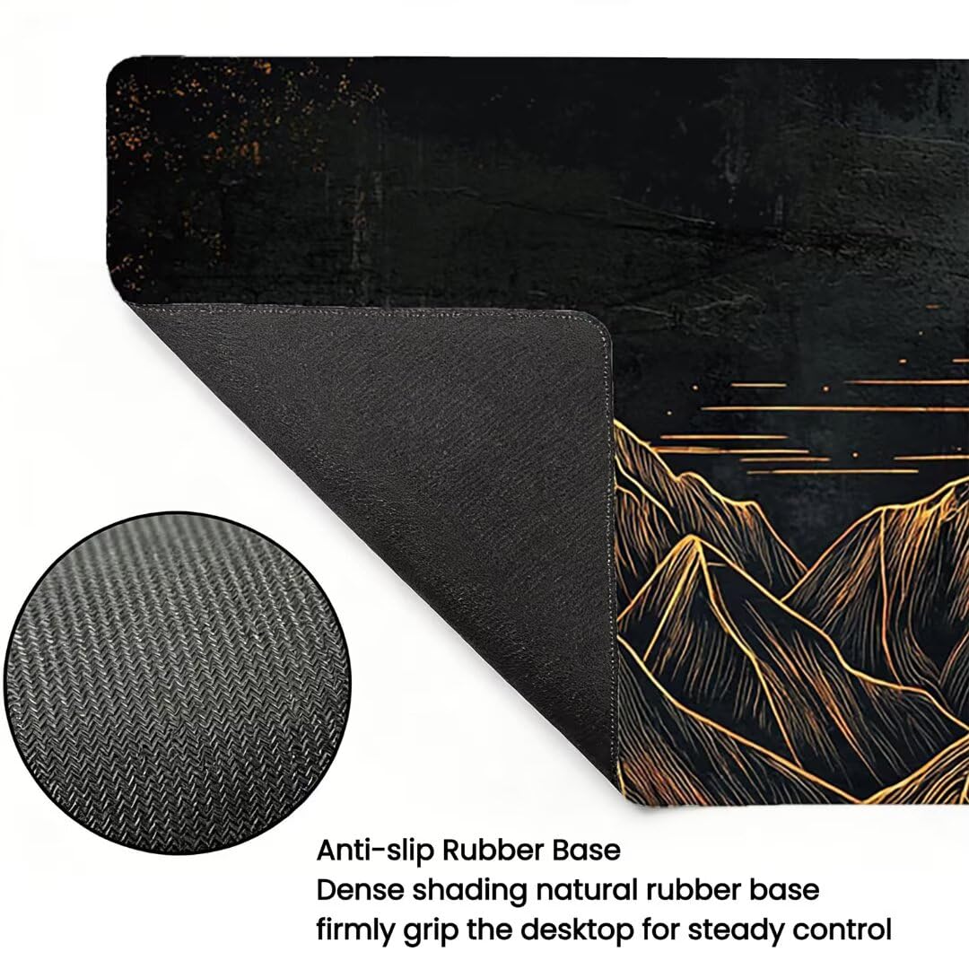 Podkładka pod mysz do gier XXL - 1600x800x3mm - Krajobraz Duża antypoślizgowa podkładka pod klawiaturę biurową ze zszytymi krawędziami, czarna duża podkładka pod mysz do gier do biura i domu, poprawia
