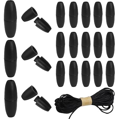 Breakaway Clasps for Lanyard, Plastic Bead Barrel Connectors 30 Sets Black 2.5mm Hole Breakaway Safety Clasps with 10m 2mm Nylon Lanyard String Cords for Necklaces Bracelets DIY Jewelry Making