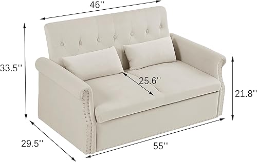 Miniatura 2 de ERYE Sofá futón tapizado moderno, sofá biplaza convertible, sofá de 2 plazas, sofá y sofá de 2 plazas, cojines suaves, sofá biplaza sofá cama para