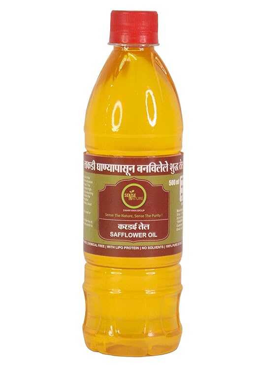 Sense Nature Safflower Cold Pressed Oil - Extracted on Wooden Churner (Lakdi Ghana) (500 ml)
