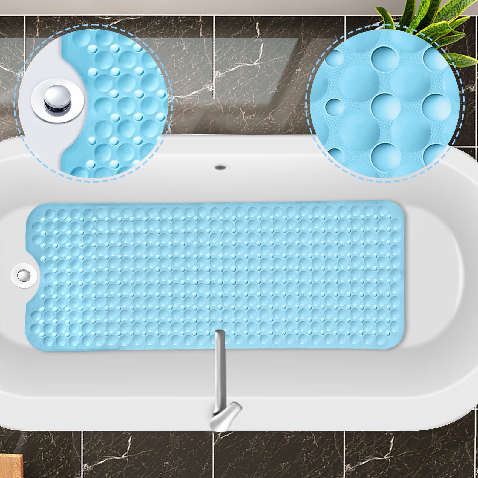Mata Antypoślizgowa Do Wanny 100x40cm, Mata Antypoślizgowa Do Wanny BPA-Free, Silna Siła Przyssawki Z 301 Przyssawkami, Odporny Na Pleśń I Pranie W Maszynie, Do Podłogi Łazienkowej