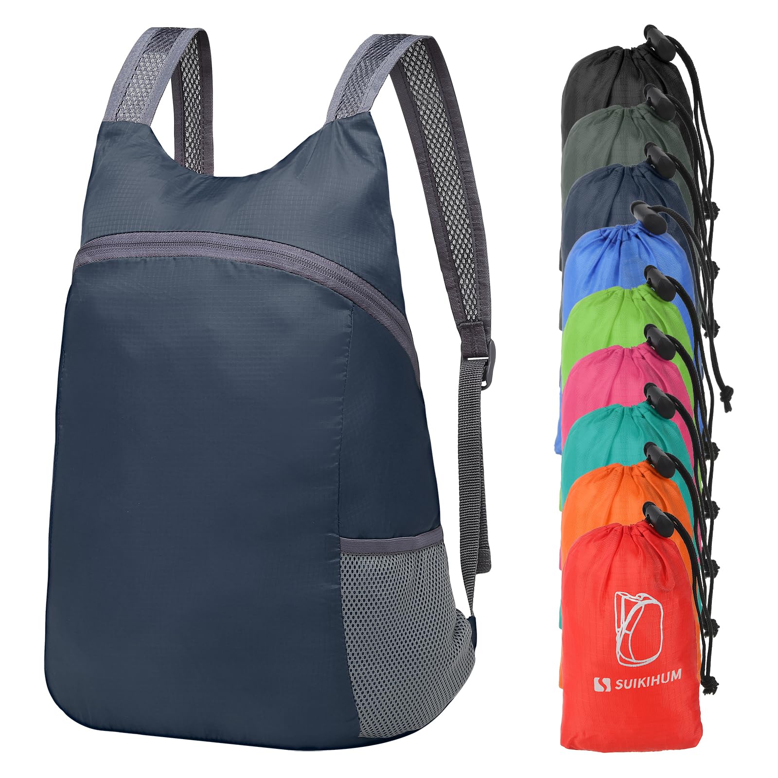 20L Ultra Hiking-Daypack Lightweight Foldable Travel Packable Backpack for Camping Cycling Outdoor Navy Blue